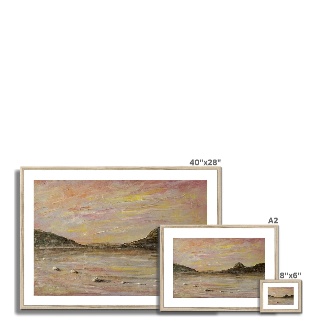 Loch Rannoch & Schiehallion pastel landscape art print in wood frame