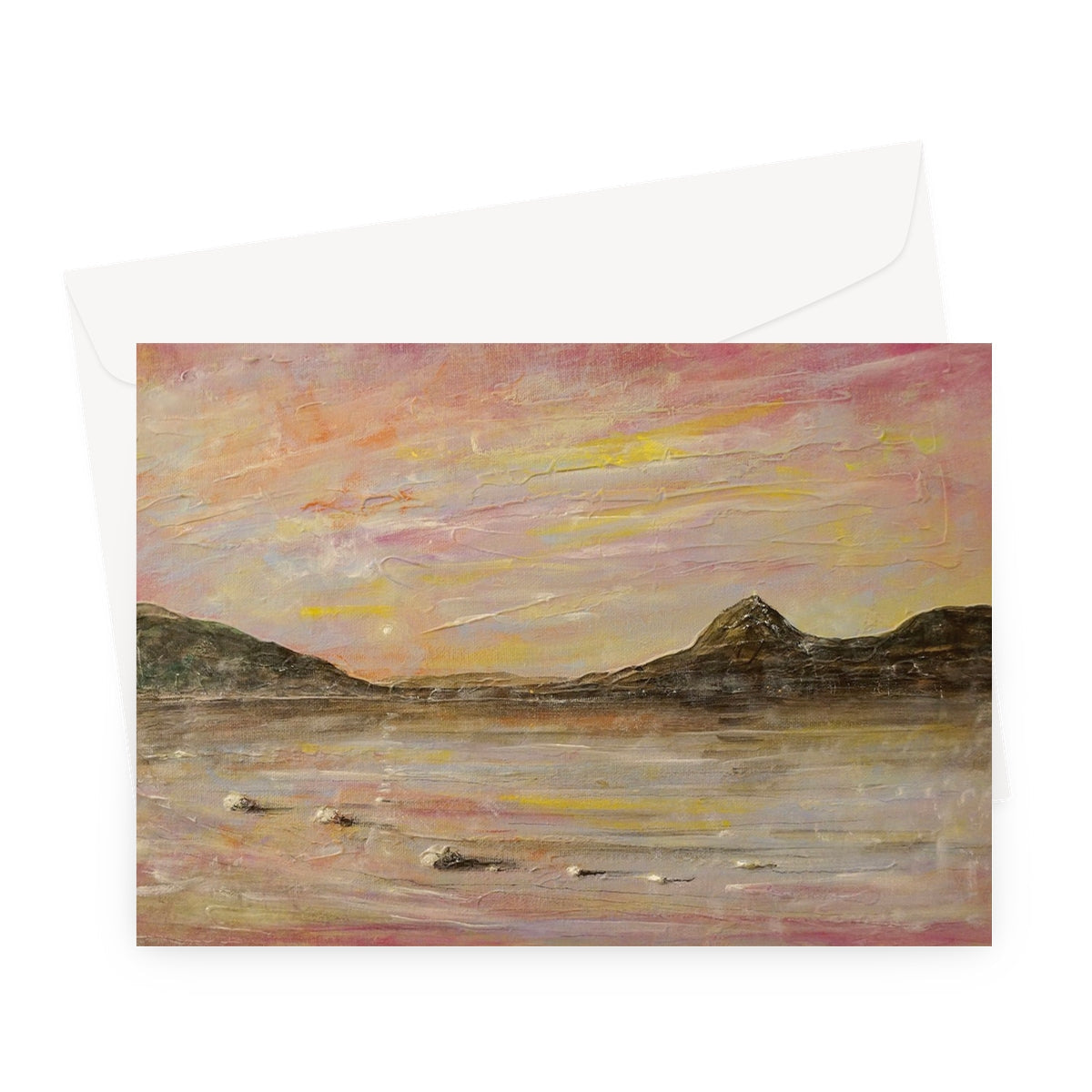 Loch Rannoch & Schiehallion greeting card with sunset mountains