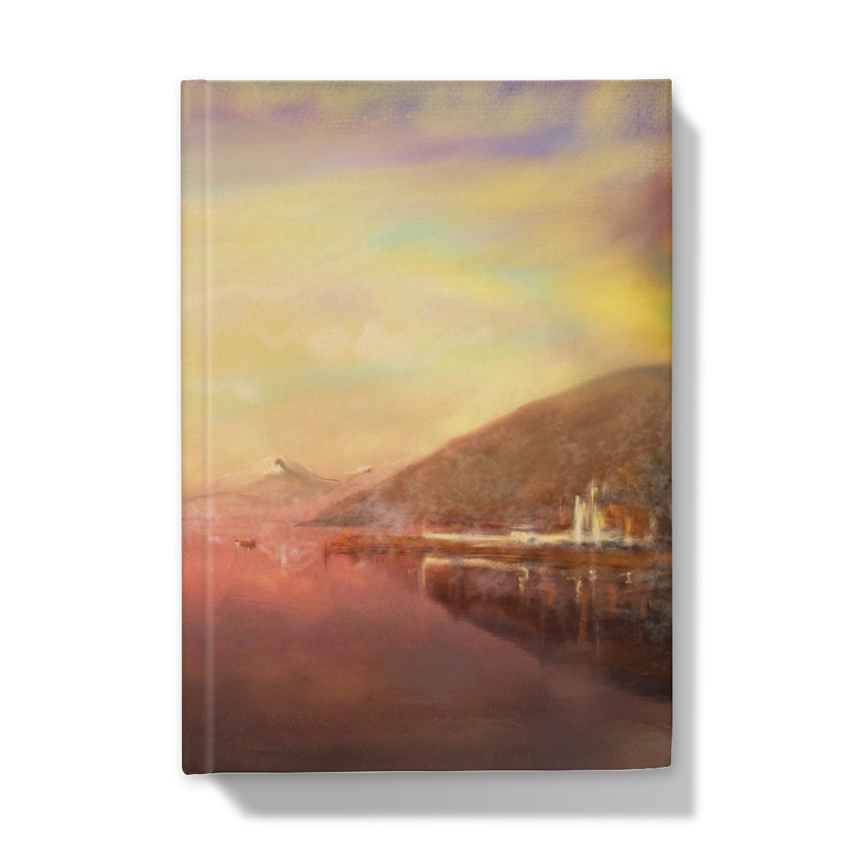 Loch Tay journal with serene sunset over water and mountains