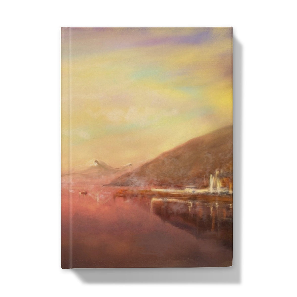 Loch Tay Hardback Journal with serene pastel lake canvas print