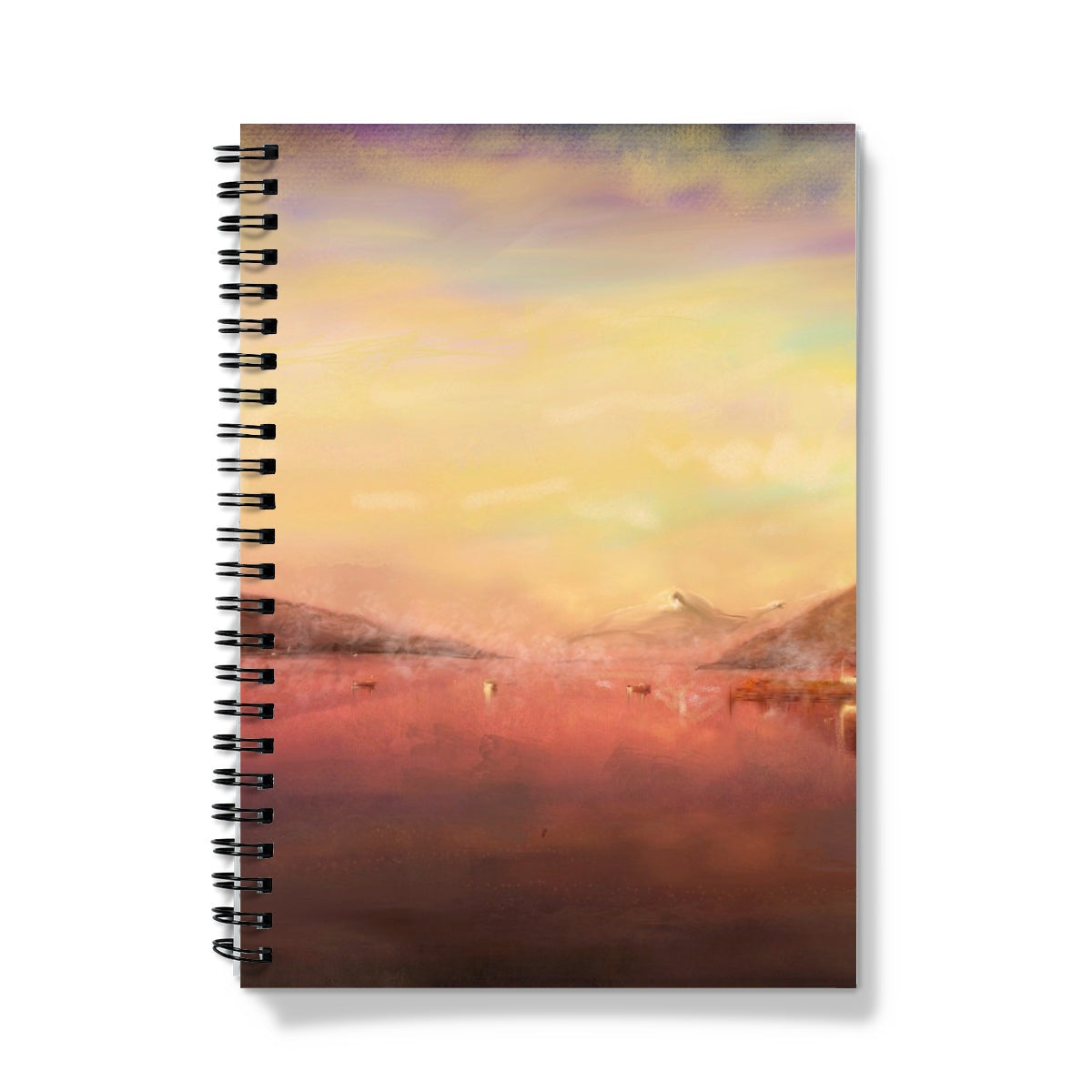 Loch Tay spiral-bound notebook with sunset landscape cover