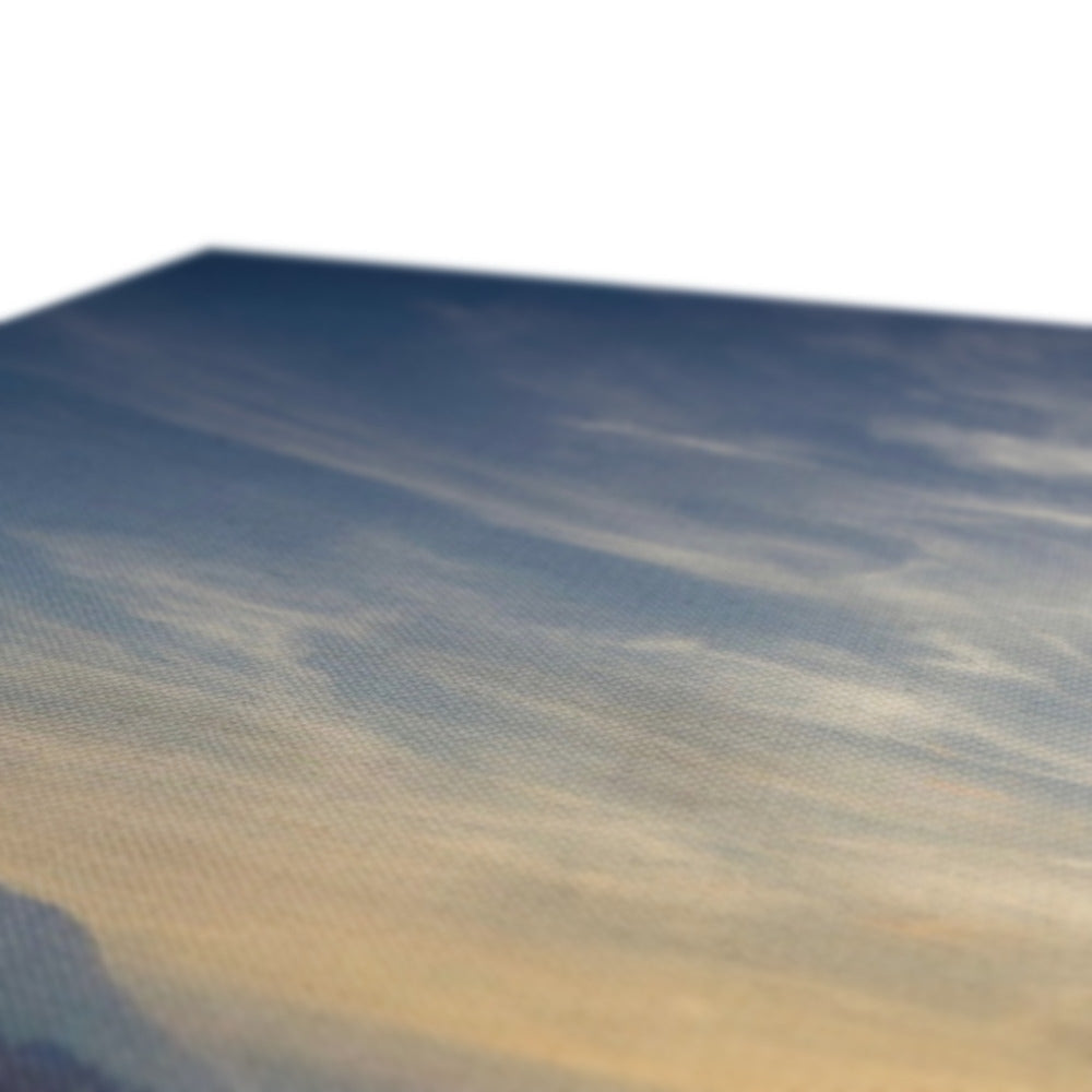 Blue and white striped Loch Tay mountain silhouette beach towel