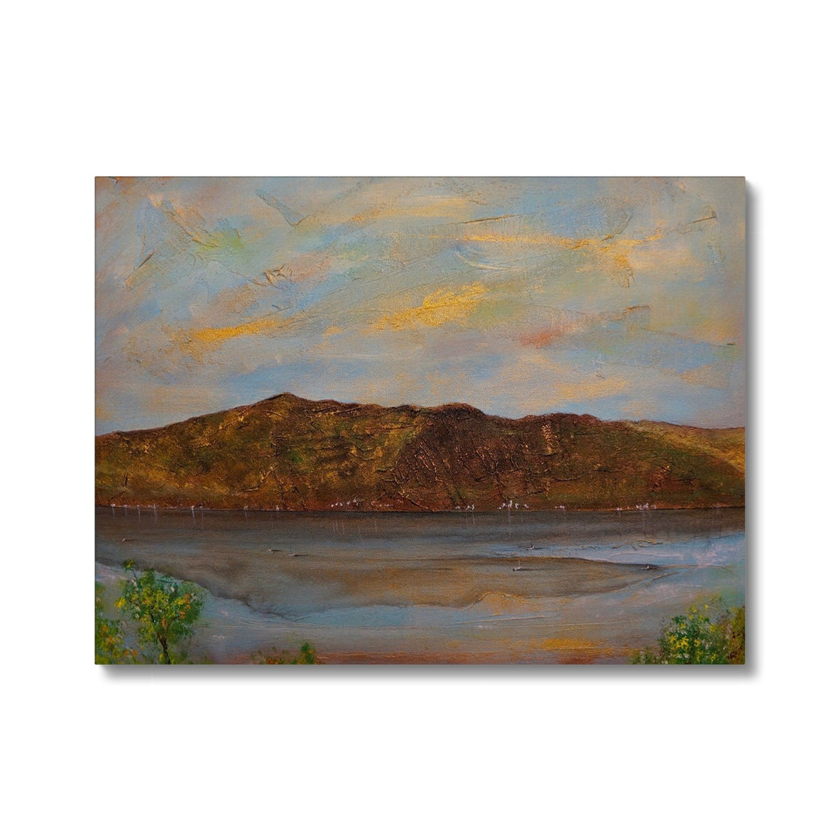 Lochgoilhead canvas print of brown mountain landscape in soft pastel hues