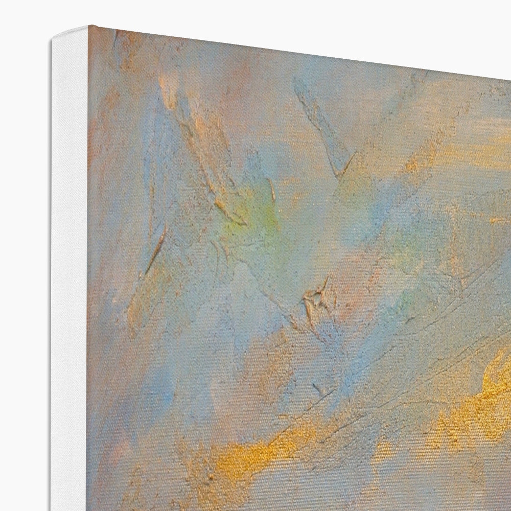 Lochgoilhead pastel abstract canvas print with textured gold accents
