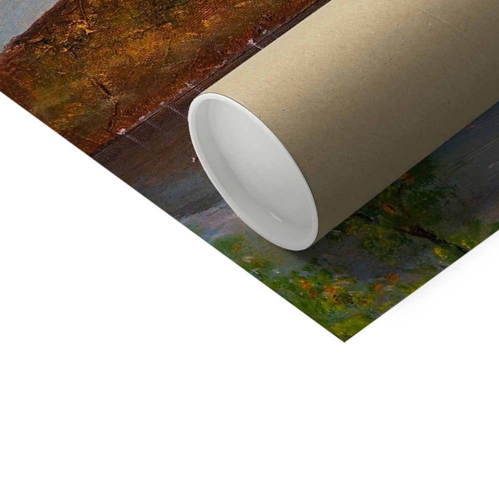 Brown cardboard tube with silver cap for Lochgoilhead Artist Proof print