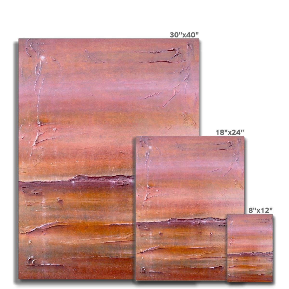 Abstract textured orange pink art on Lochmaddy North Uist canvas print