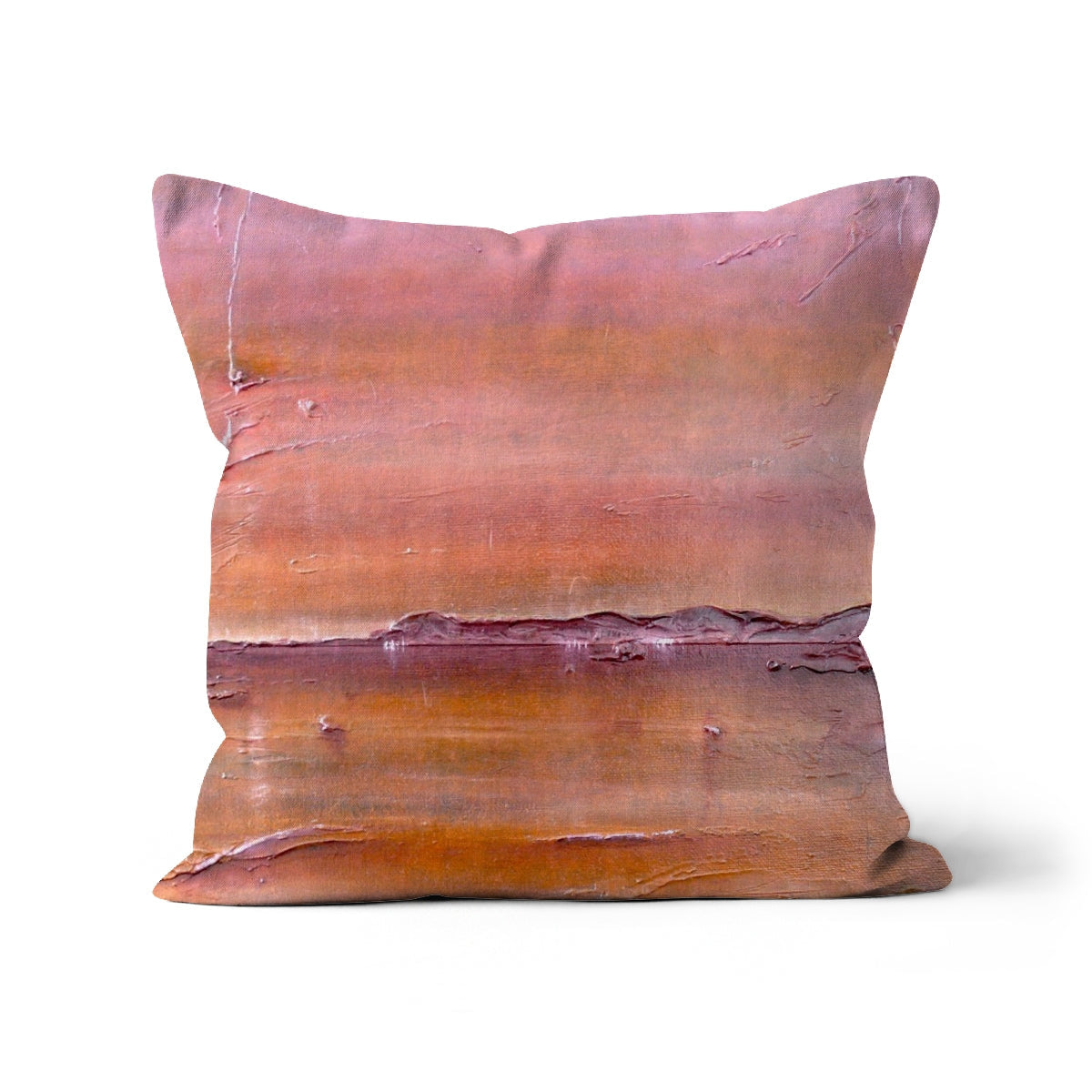 Pink orange abstract textured cotton Lochmaddy North Uist cushion