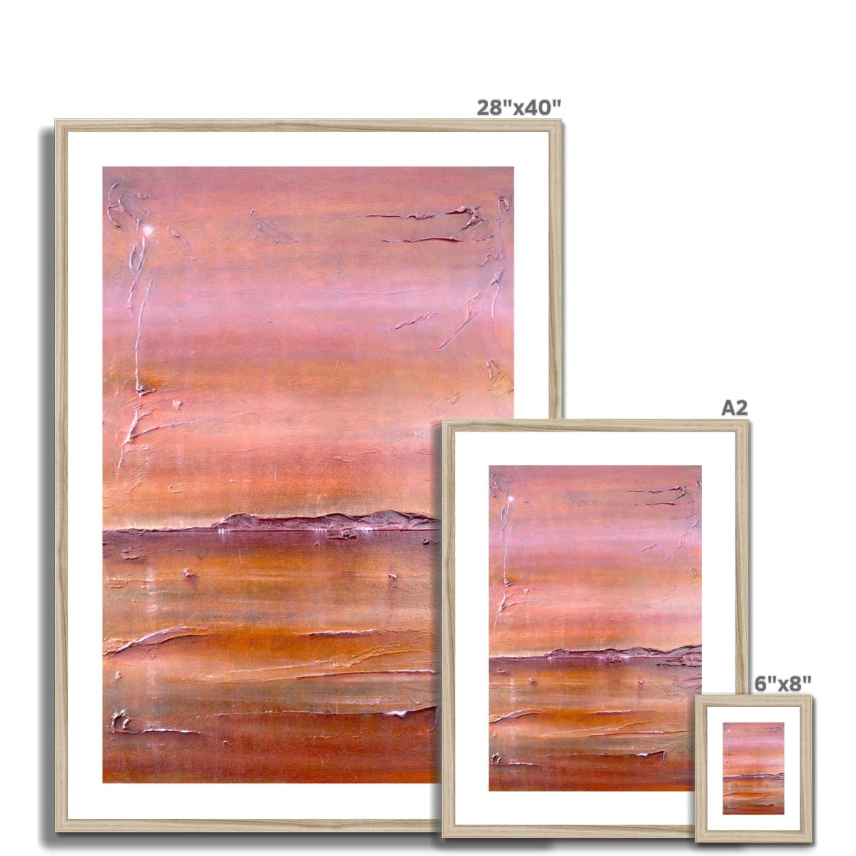 28x40 Lochmaddy North Uist abstract art print in pink, orange, purple