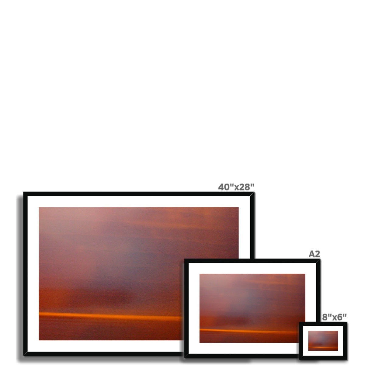 Black-framed The Longest Night print with abstract orange-red gradients