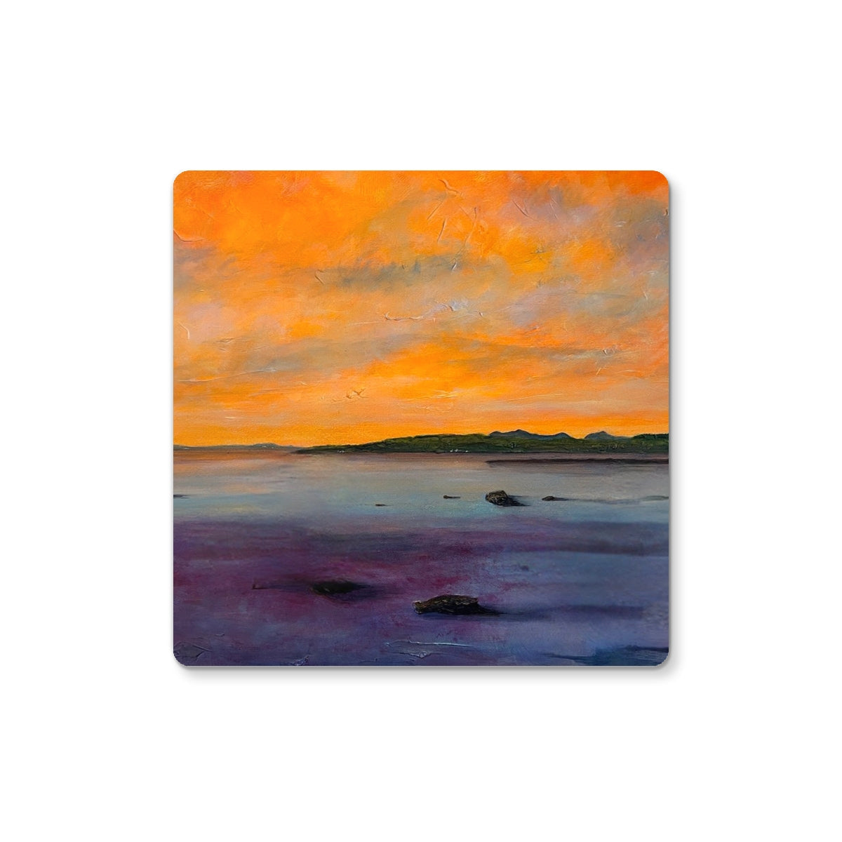 Orange and purple sunset textured coaster from Looking From Largs