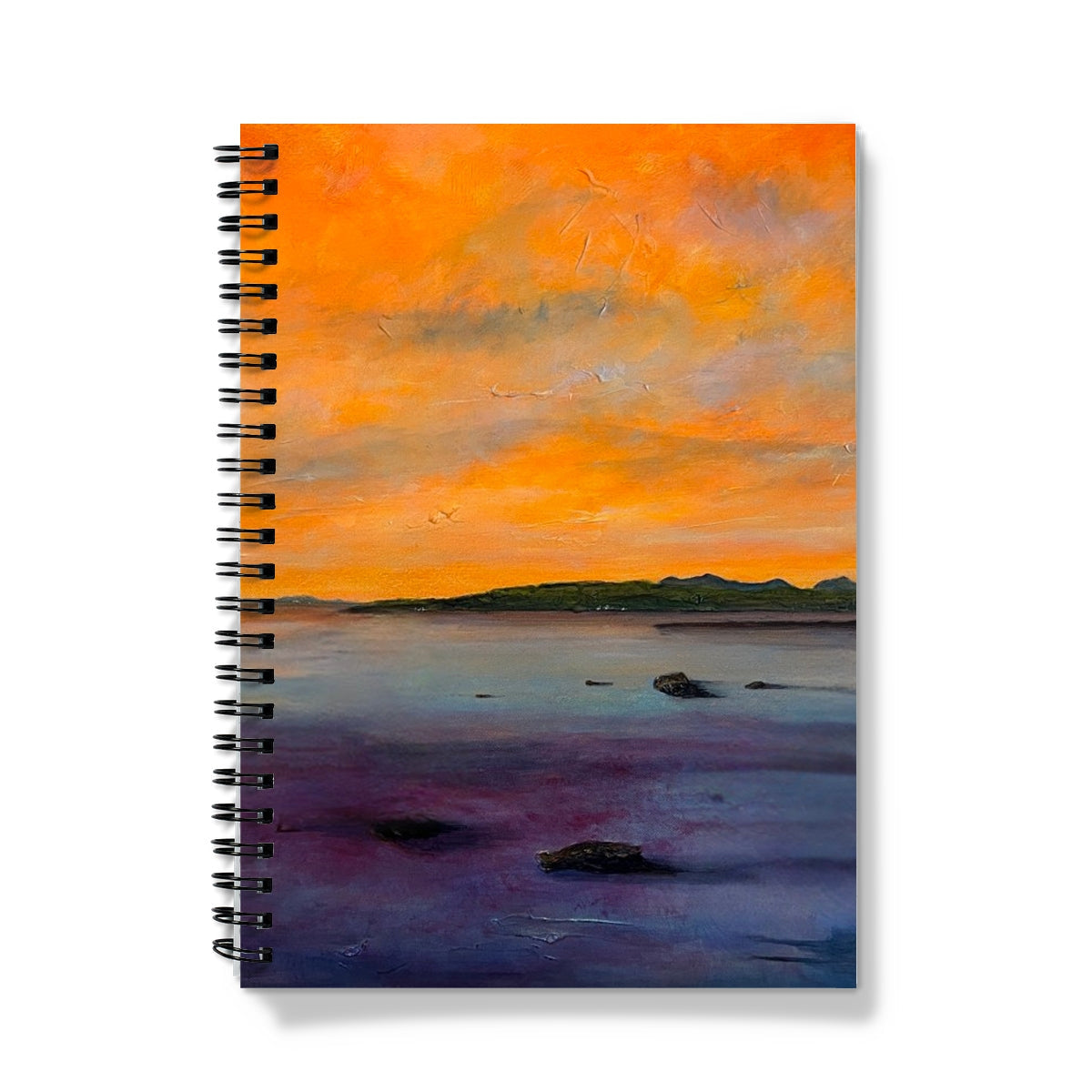 Looking From Largs notebook with orange purple sunset beach cover
