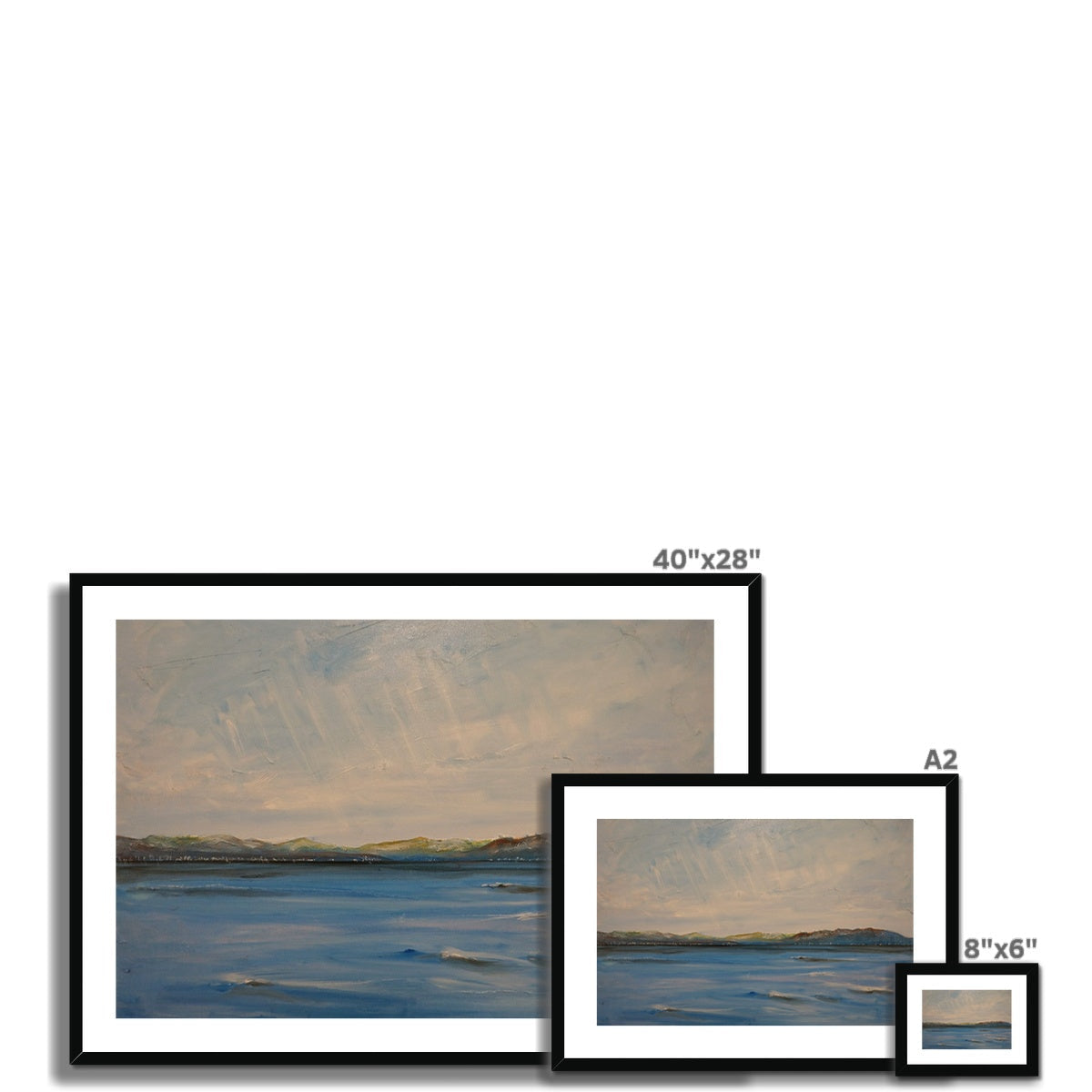 40x28 Framed Beach Scene Painting in Looking From Skelmorlie Art Prints