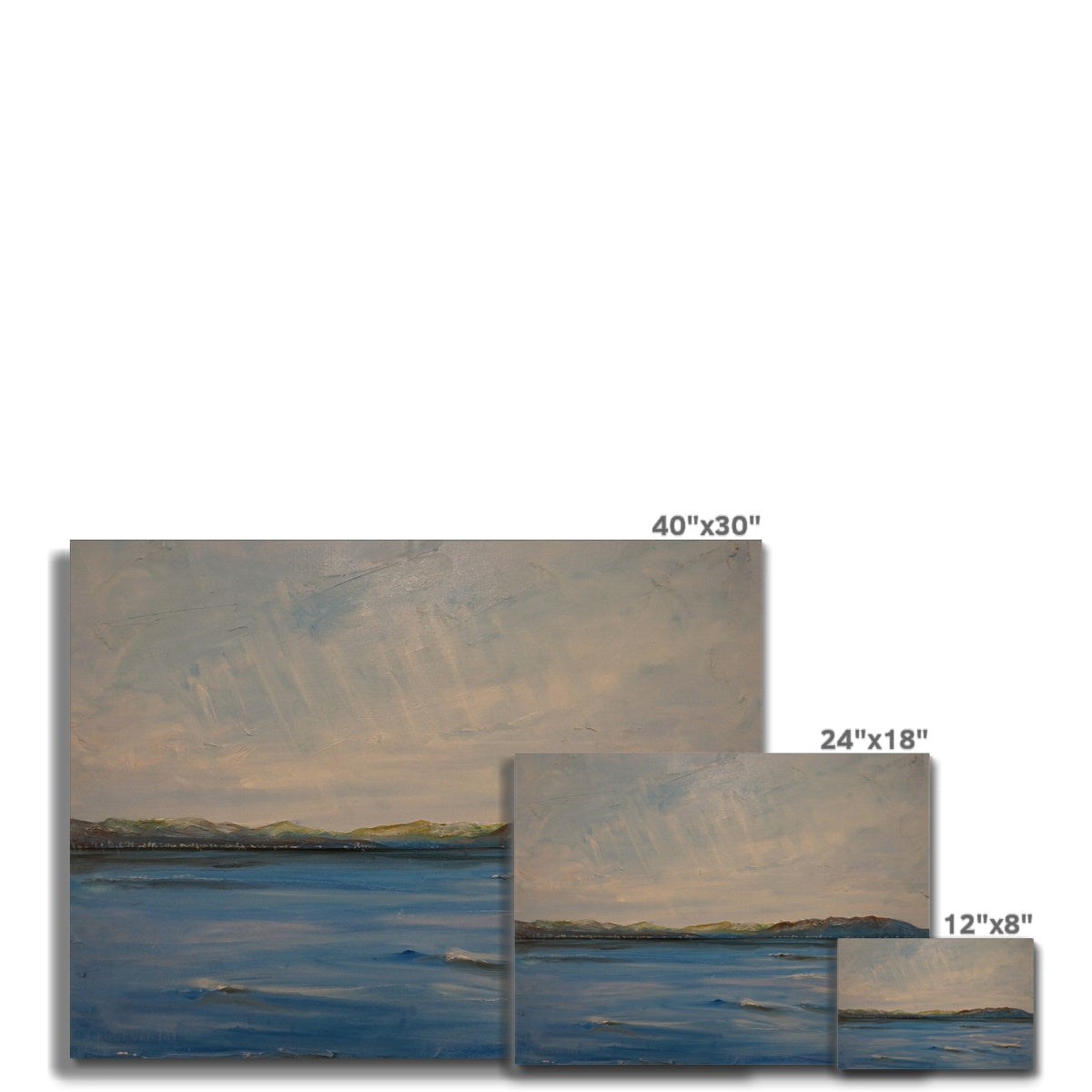 40x30 inch canvas print of tranquil Skelmorlie seascape in muted blues