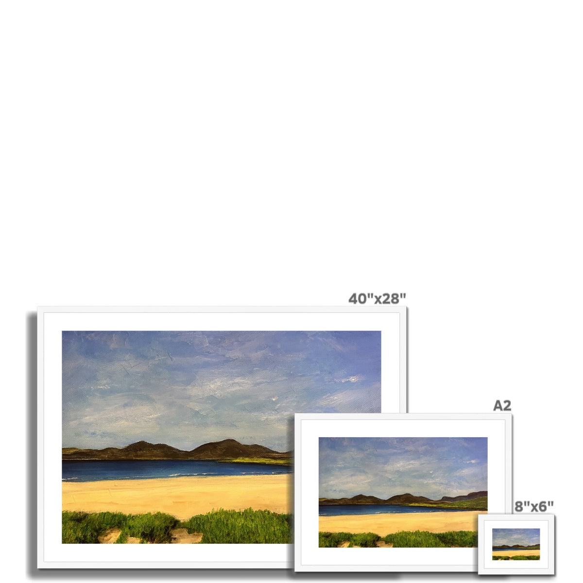 40x28 inch framed Luskentyre Beach Harris landscape print