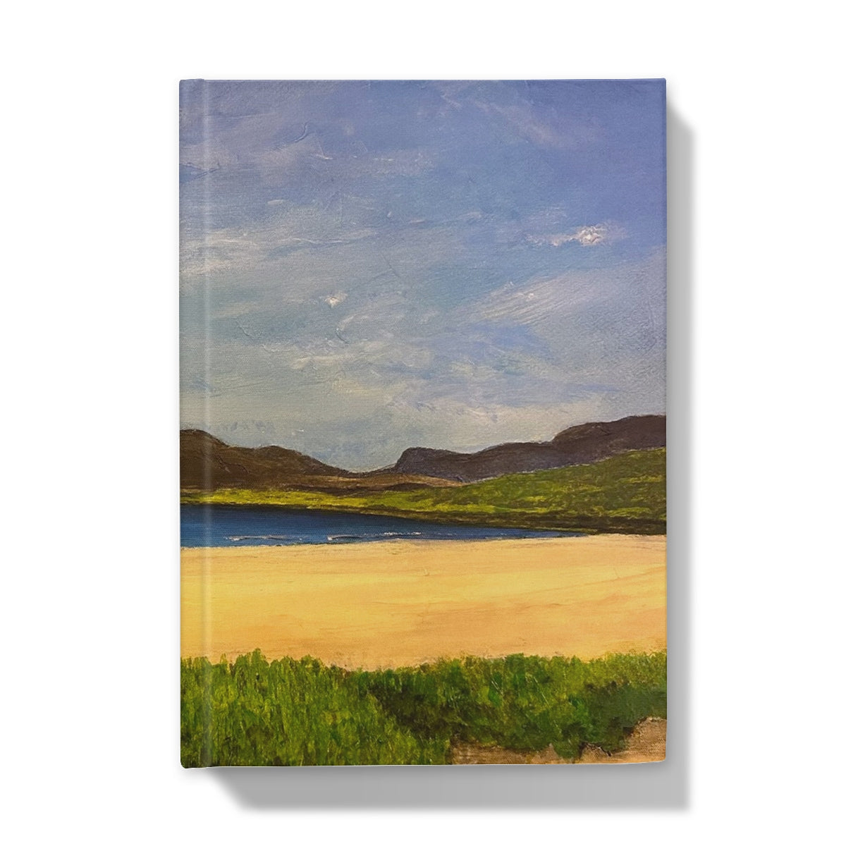 Luskentyre Beach Harris journal with serene hill landscape print