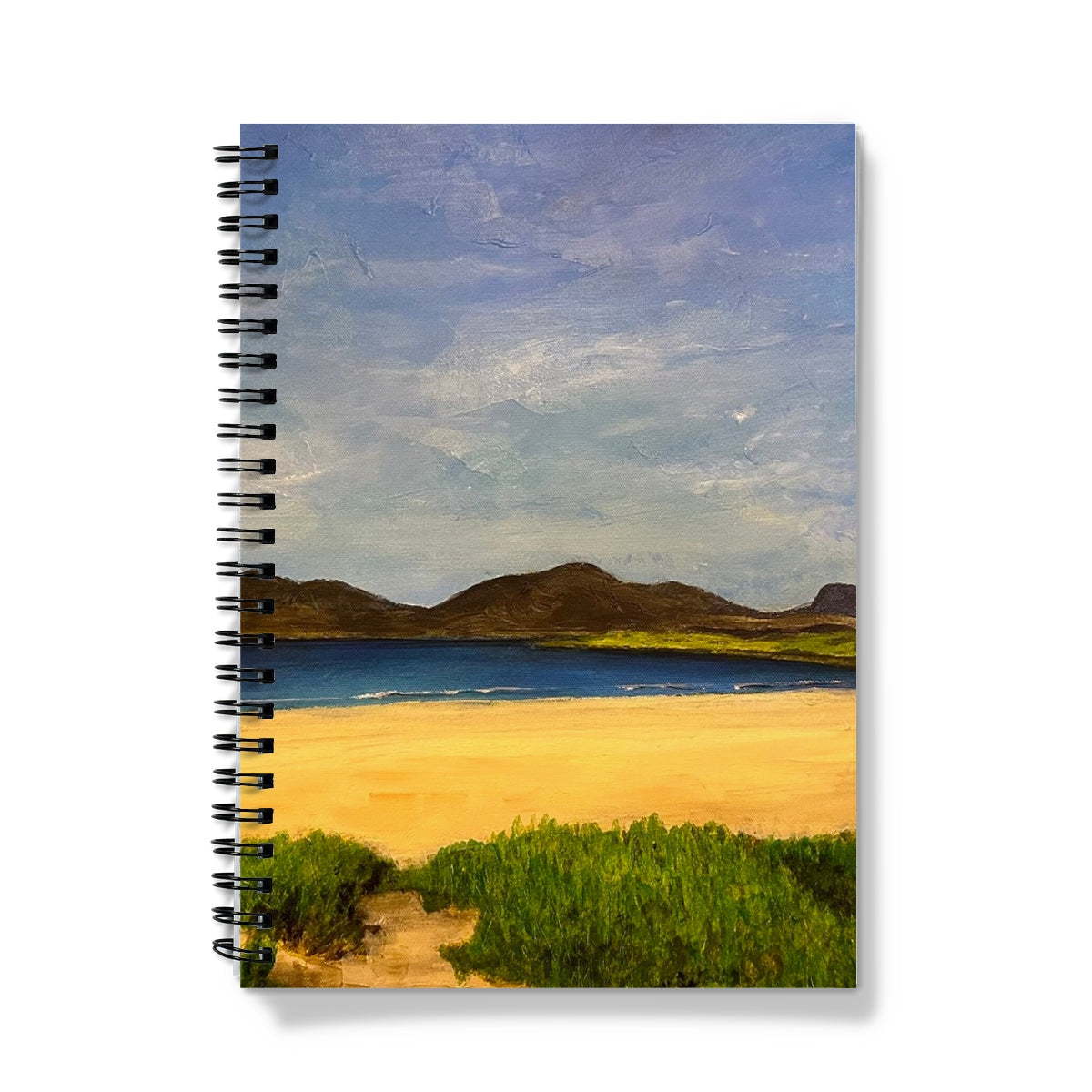 Luskentyre Beach Harris spiral-bound notebook with sandy shore and foliage cover