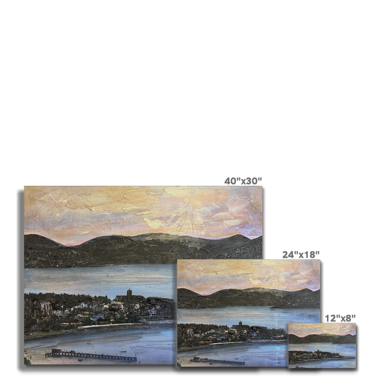 40x30 inch From Lyle Hill canvas print of pastel coastal hills with textured brushstrokes