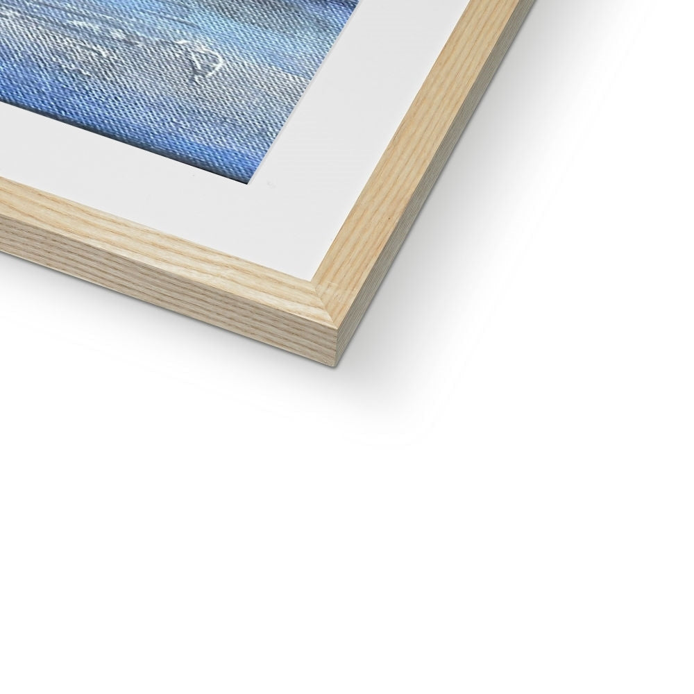 Wooden framed and mounted print featuring denim artwork with white mat from Lyle Hill