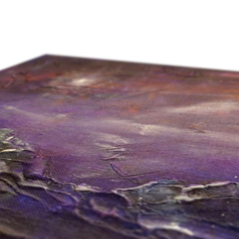 Purple textured stone coaster with natural grain, Maid of the Loch Moonlight design