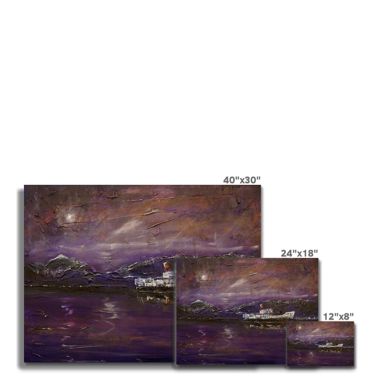 Purple night sky canvas print with mountains, stars, 40x30 inches