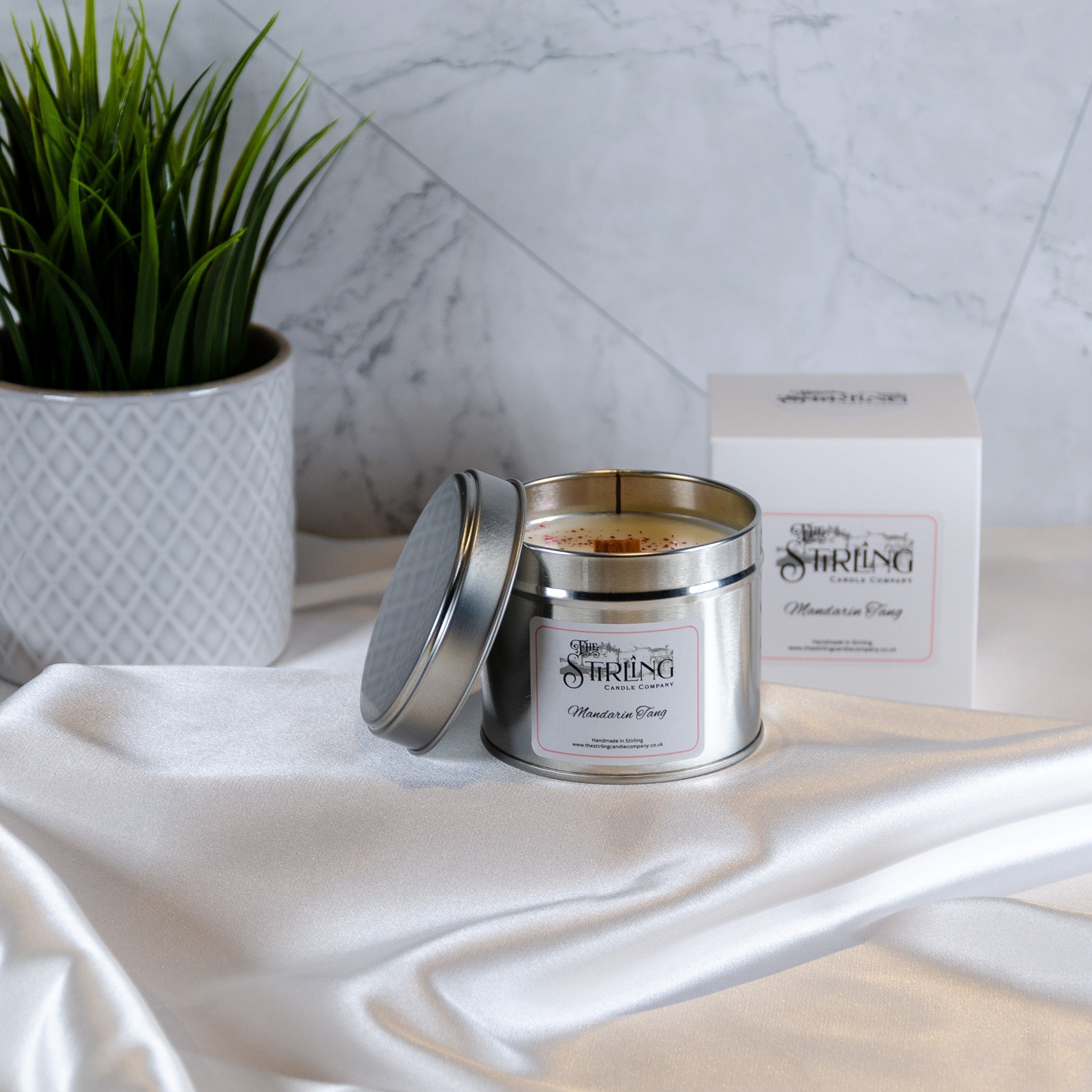 Mandarin Tang travel tin candle by Shirley Candle Company, mandarin scent