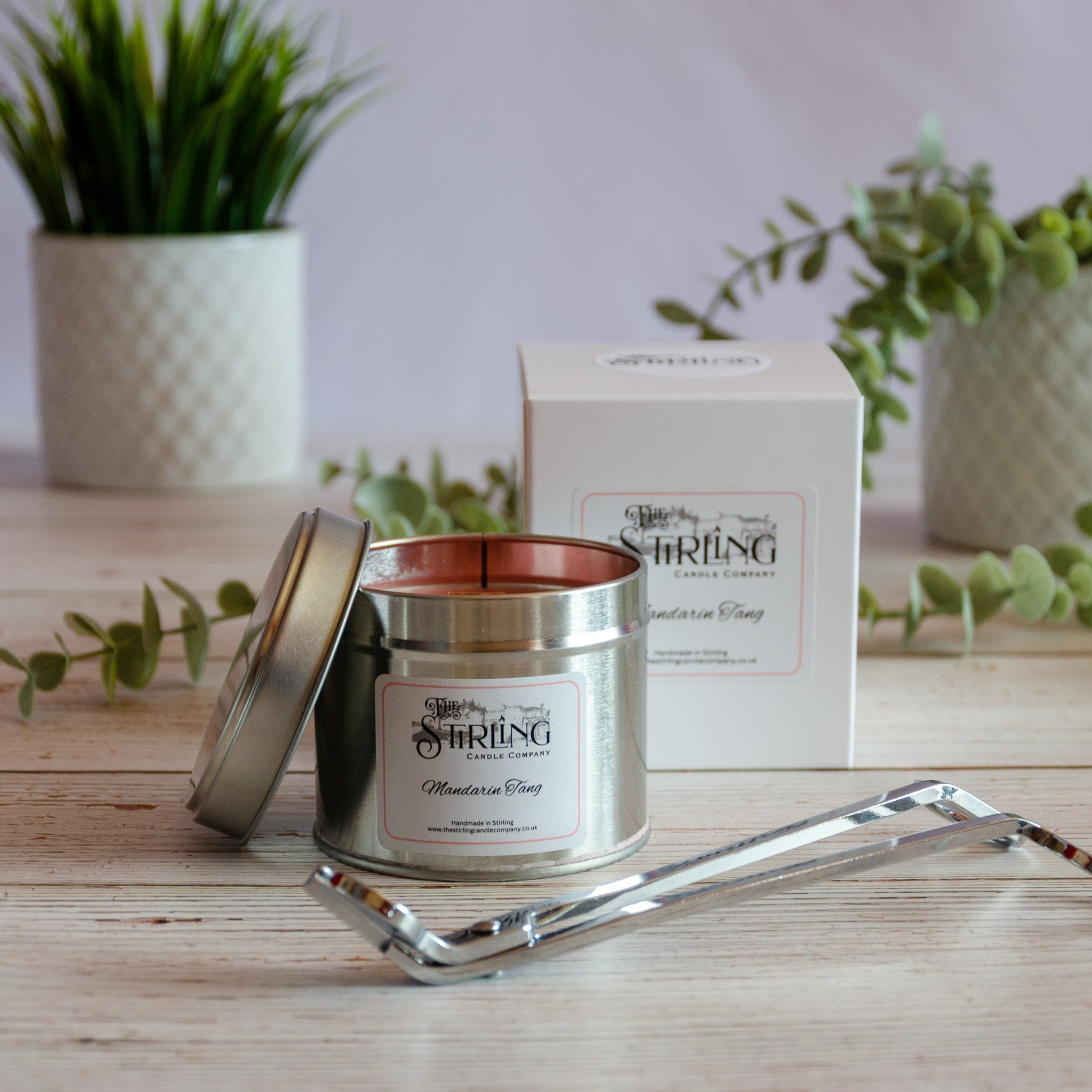 Mandarin Tang travel tin candle by Stirling Candle Company with wooden wick