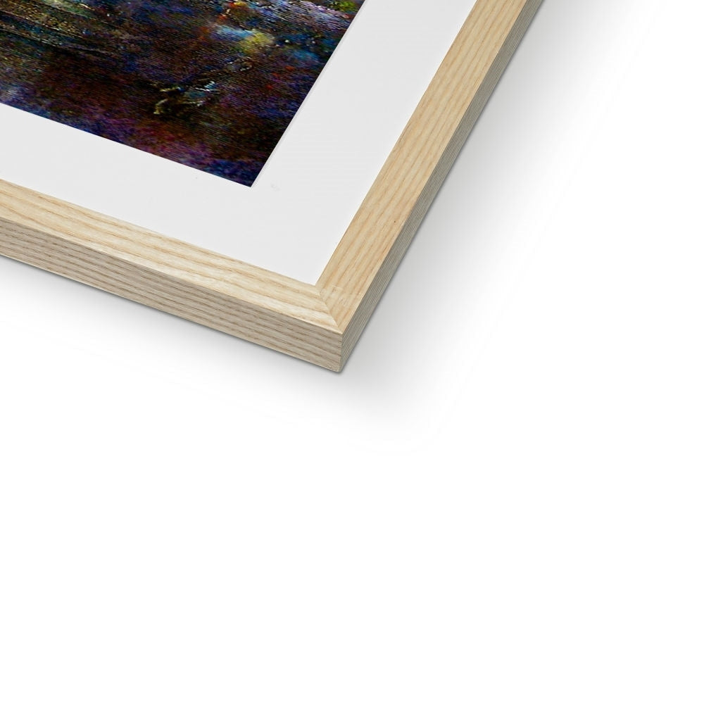 Manhattan Nights abstract painting in wooden frame with white mat