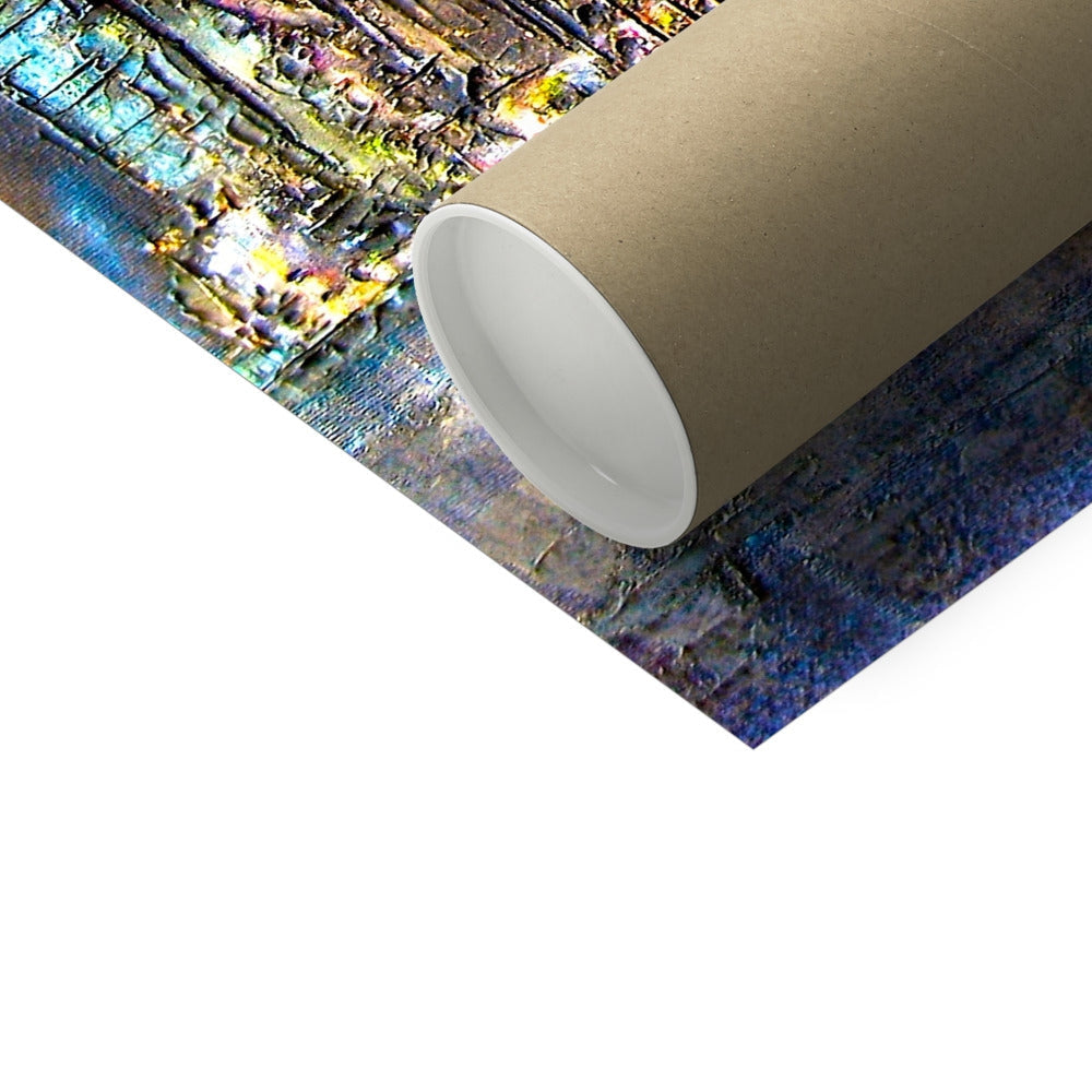 Brown cardboard tube with Manhattan Nights print and cityscape wrap