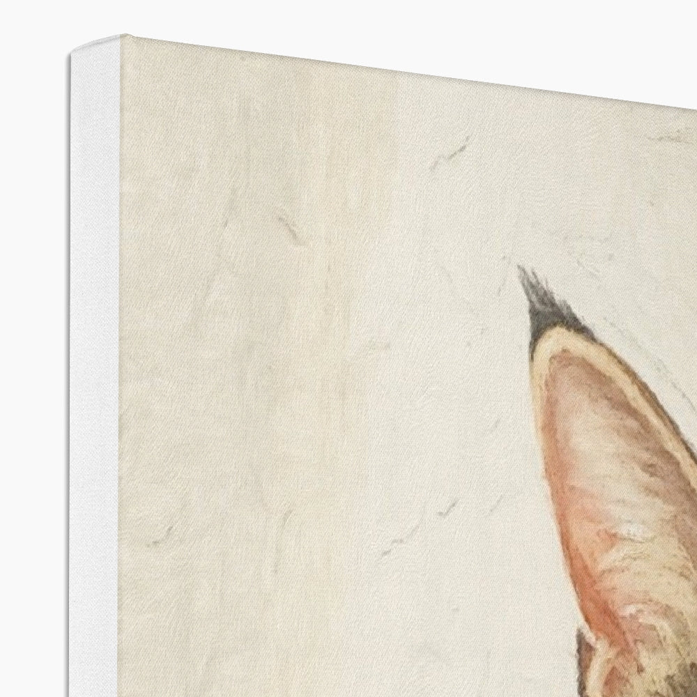 Mitzi beige canvas pet portrait of watercolor animal ear in pink brown tones UK