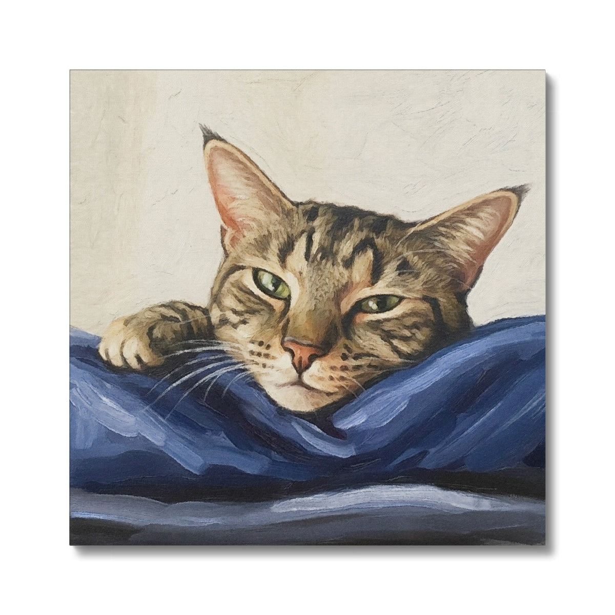 Mitzi tabby cat portrait oil painting on canvas Scotland UK