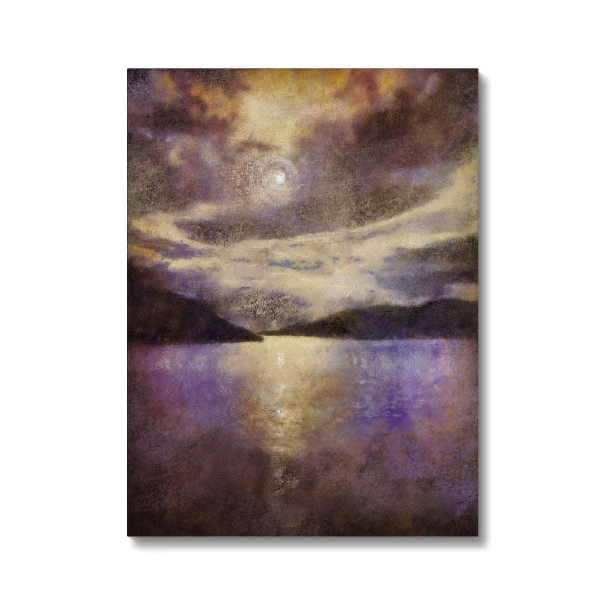 Purple and gold abstract textured canvas print, Moonlight Meets Lewis & Harris