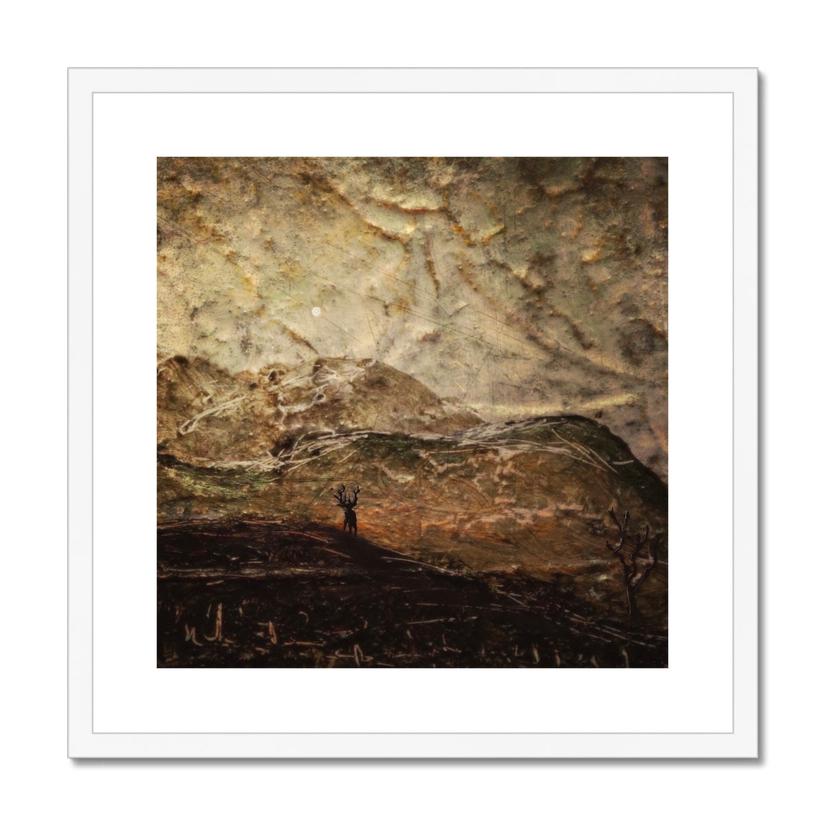 A Moonlit Mountain Stag Art Prints - Glencoe Gallery Scotland - Free Shipping Worldwide