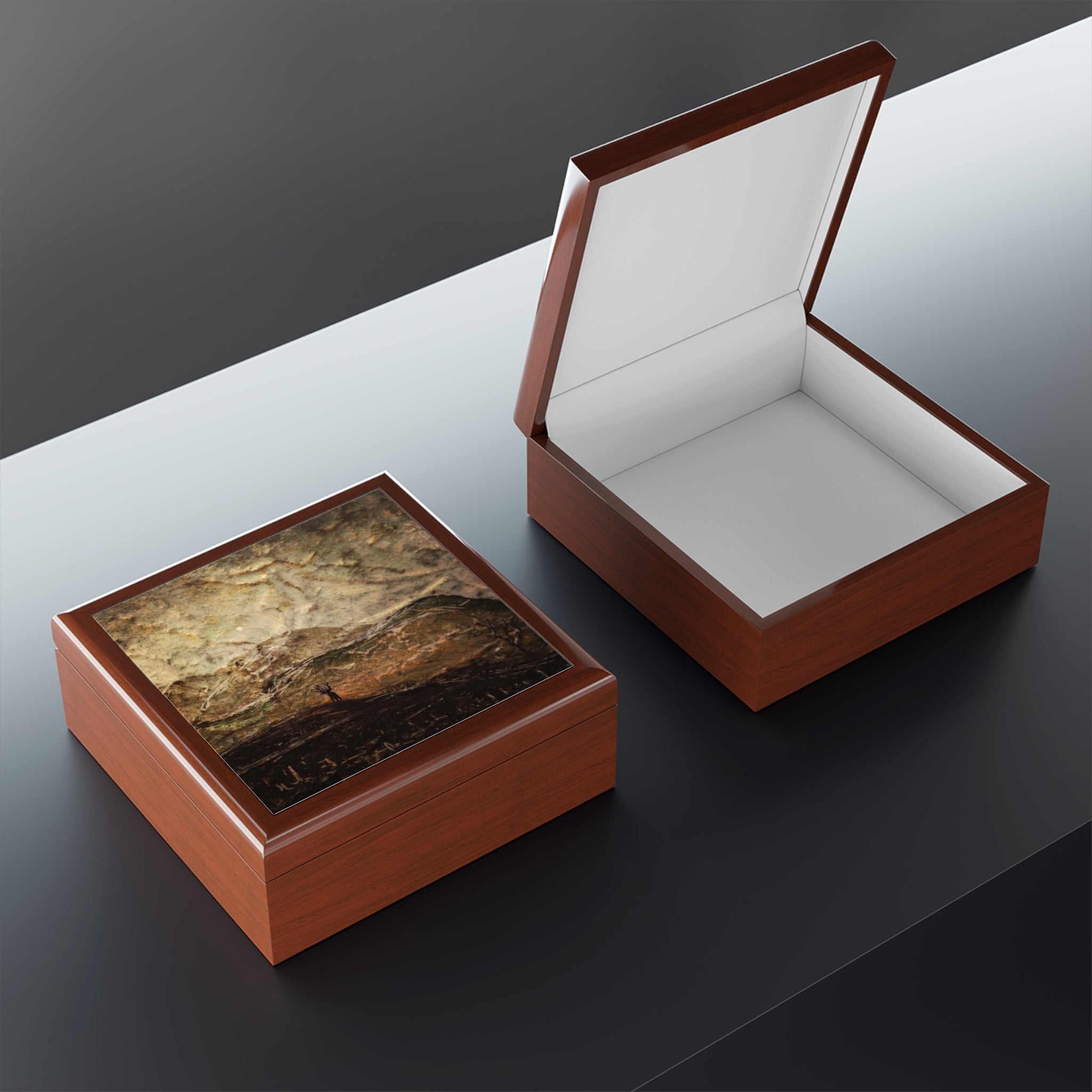 A Moonlit Mountain Stag | Jewellery Box | Scotland - Glencoe Art Gallery - Free Shipping Worldwide