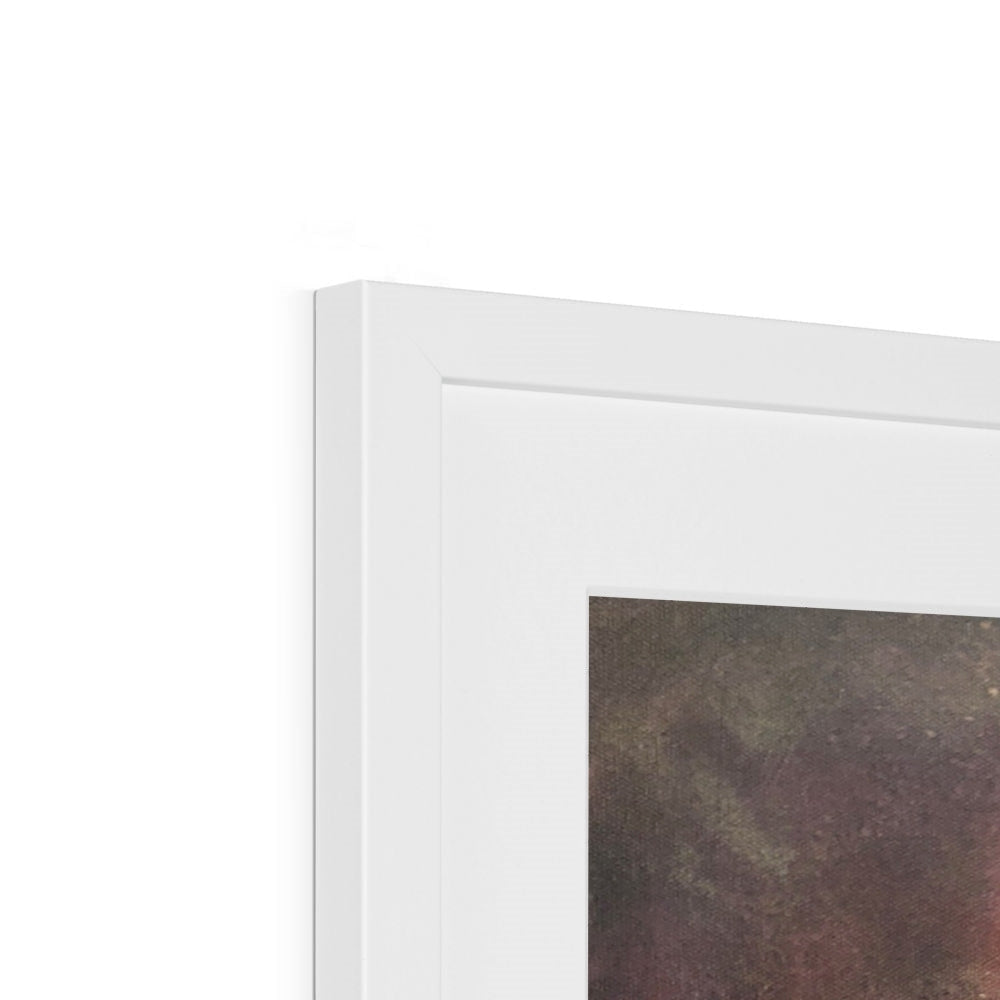 White minimalist frame with dark abstract Moonset Horizon painting