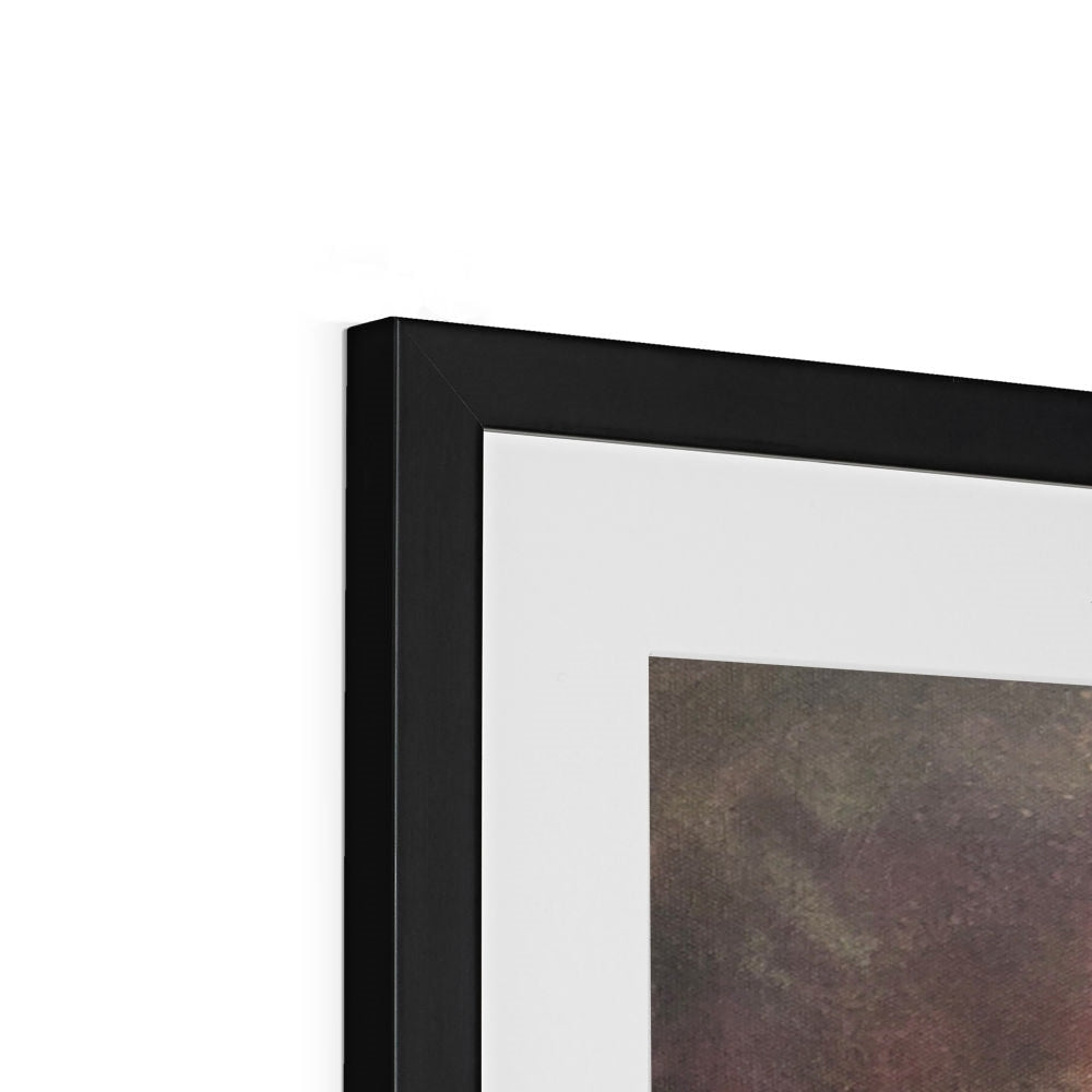 Black matte frame with white mat and Moonset Horizon abstract artwork