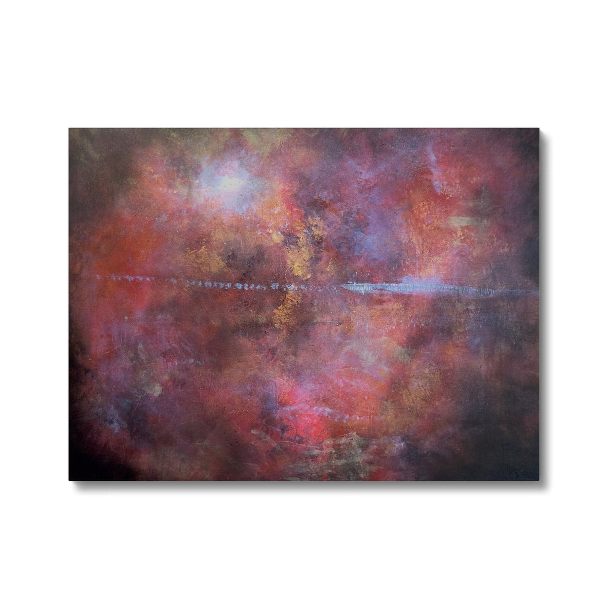 Moonset Horizon abstract canvas print with vibrant reds and purples