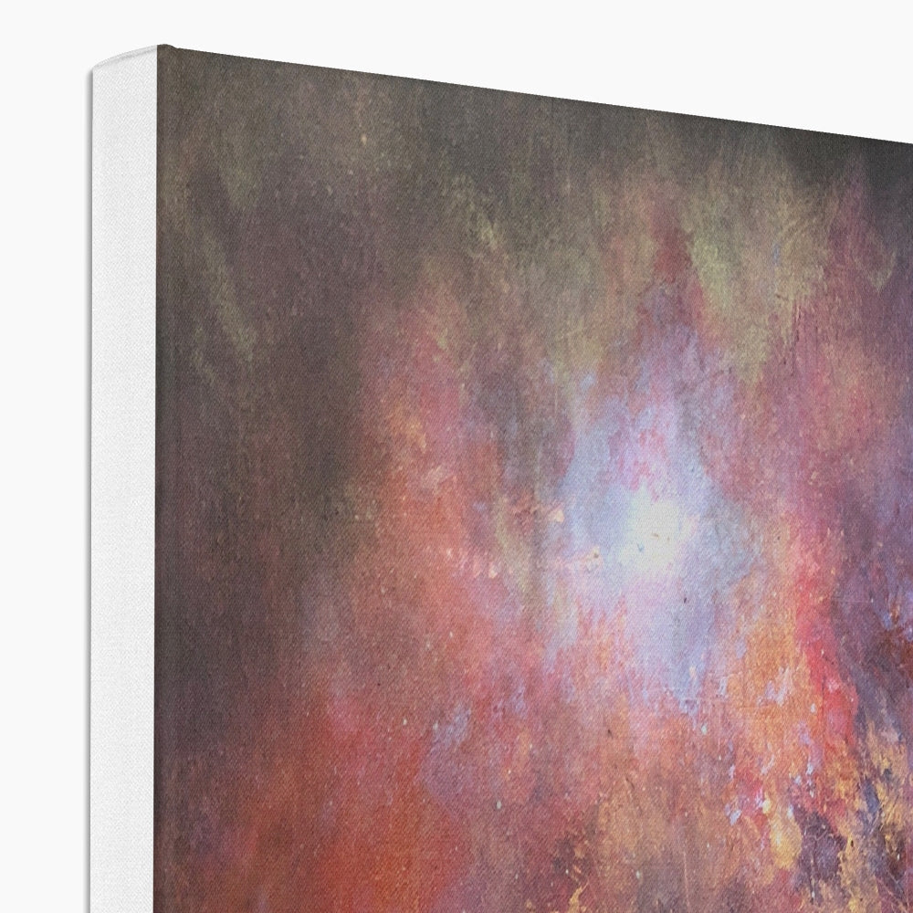 Vibrant red orange starburst nebula canvas print Moonset Horizon