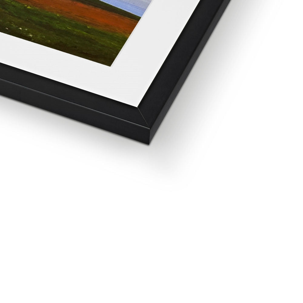 Black matte frame with white mat and Neist Point Cliffs landscape print
