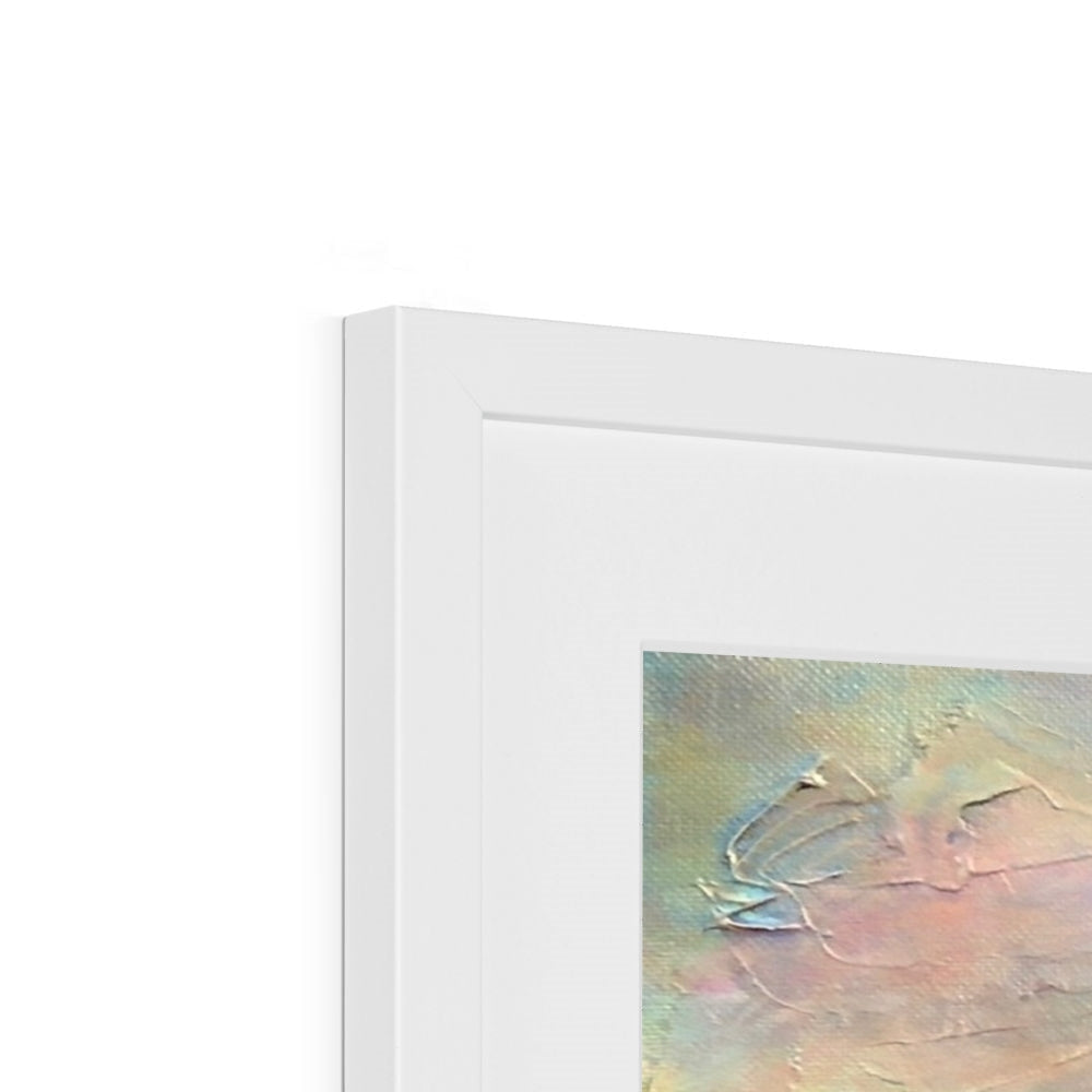 Impasto art with soft pastel colors in a white frame for Neist Point Lighthouse Skye print