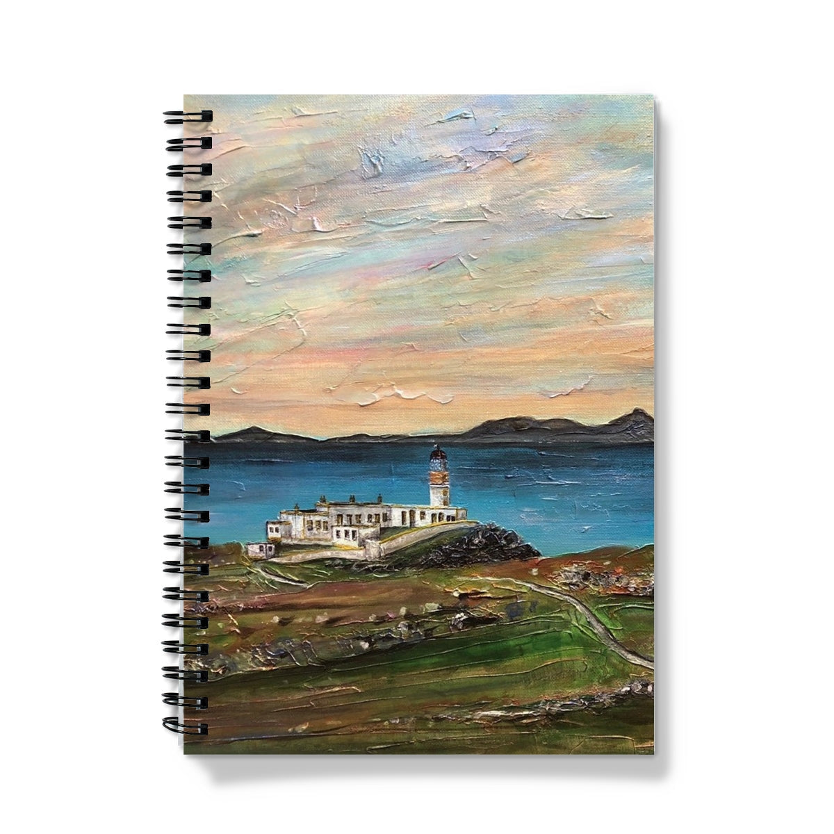 Spiral-bound Neist Point Lighthouse Skye Notebook with impressionistic seaside painting