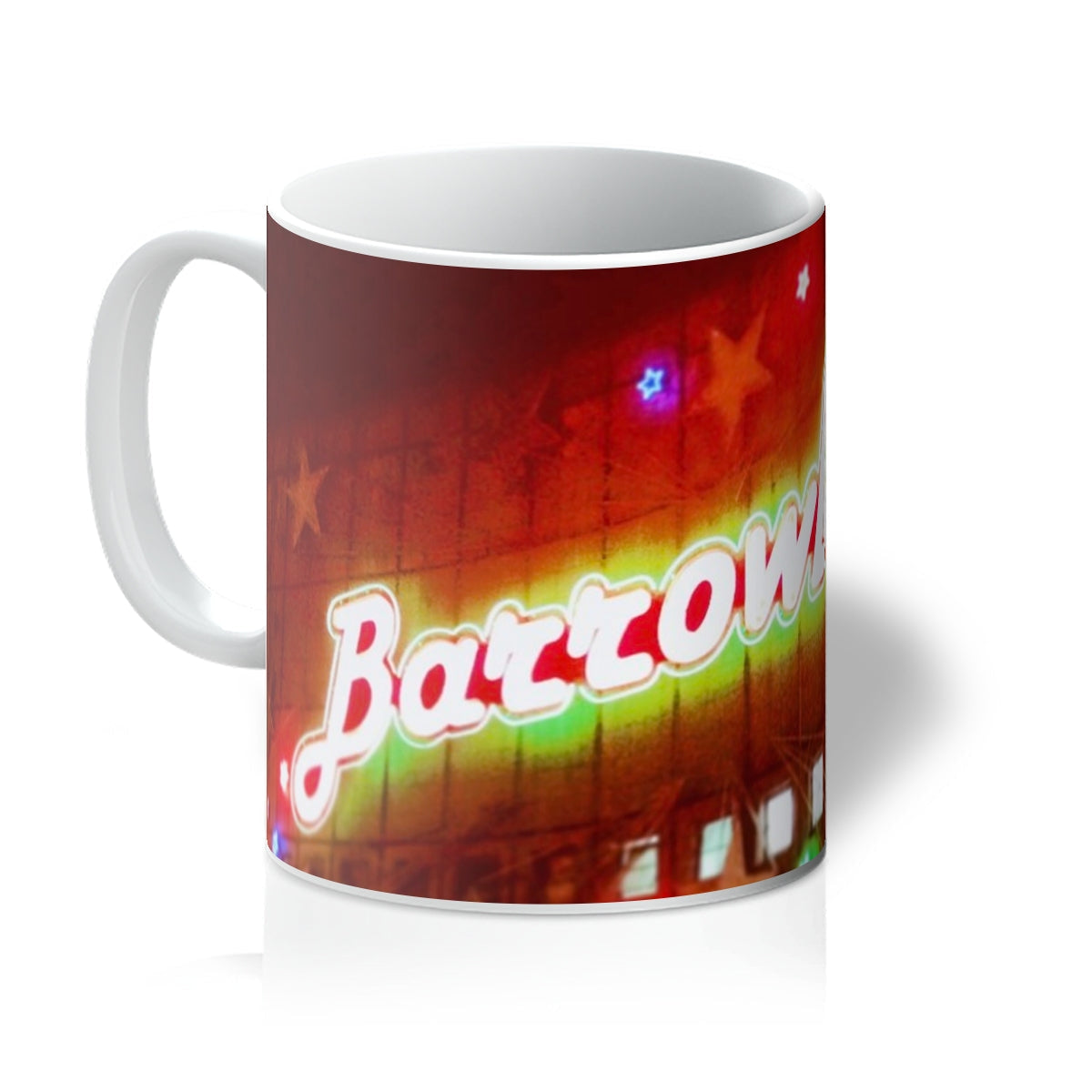 Neon Glasgow Barrowlands mug with vibrant barrtown sign design