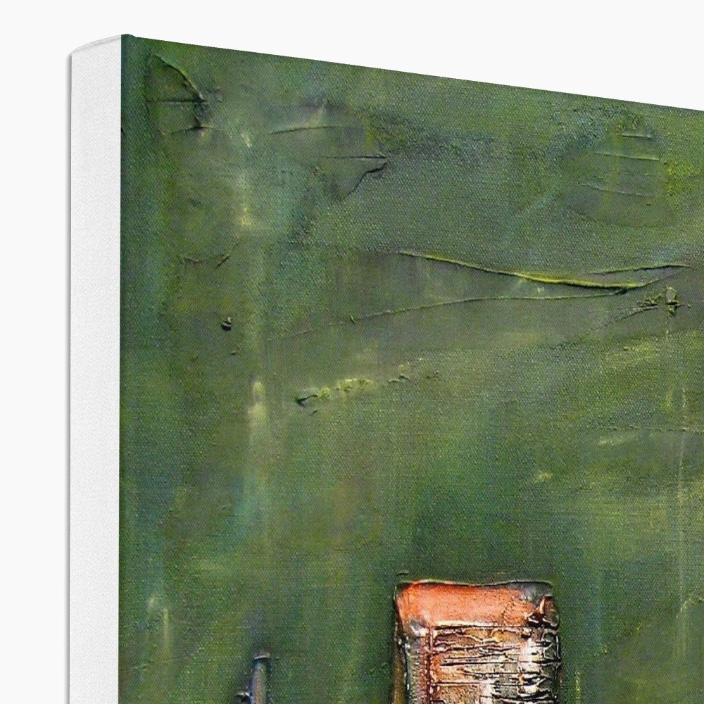Green abstract textured painting with metallic accents in Neon New York Canvas
