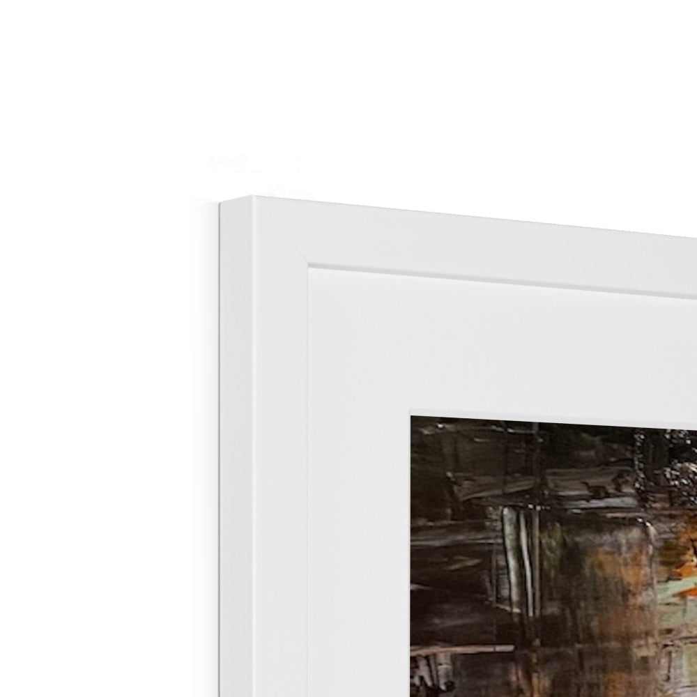 White framed Never Enough Art Prints abstract landscape in earthy tones