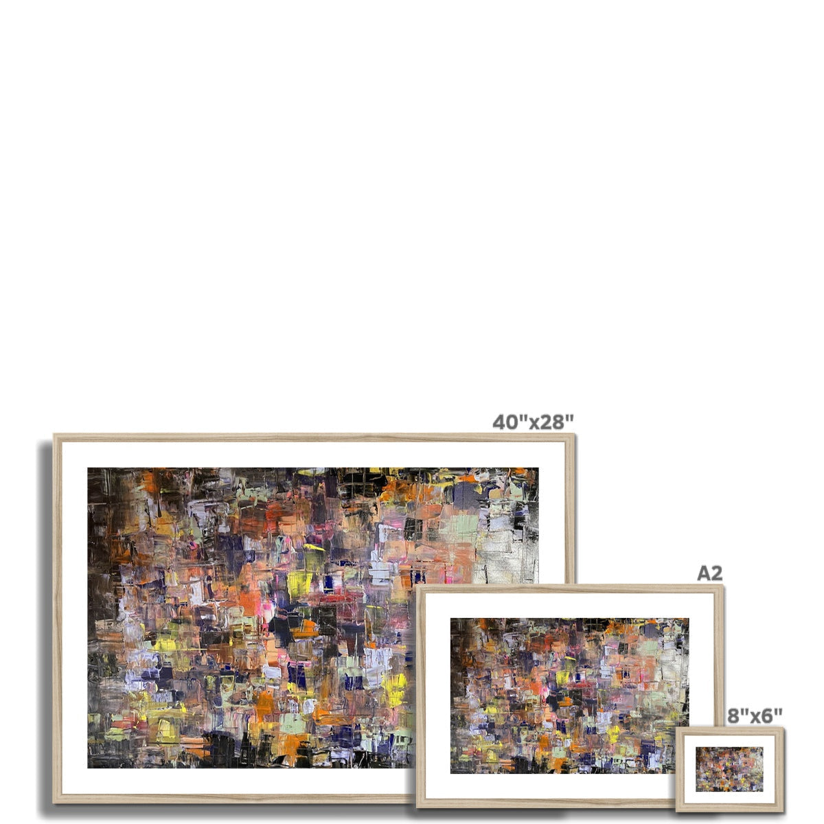 Abstract textured earth tones painting in light wood frame, Never Enough Art Prints