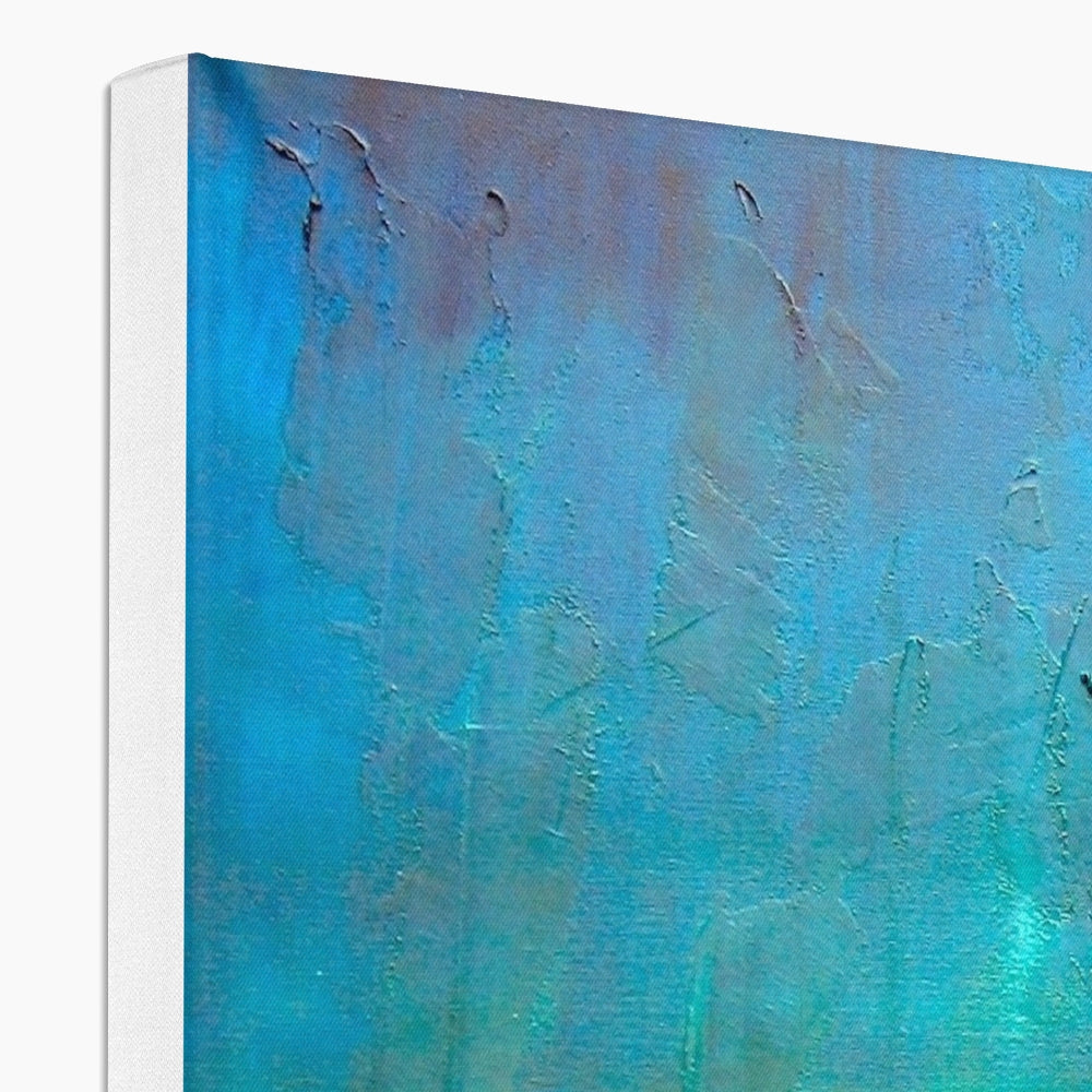 Blue textured New York Nights canvas print with glossy abstract design