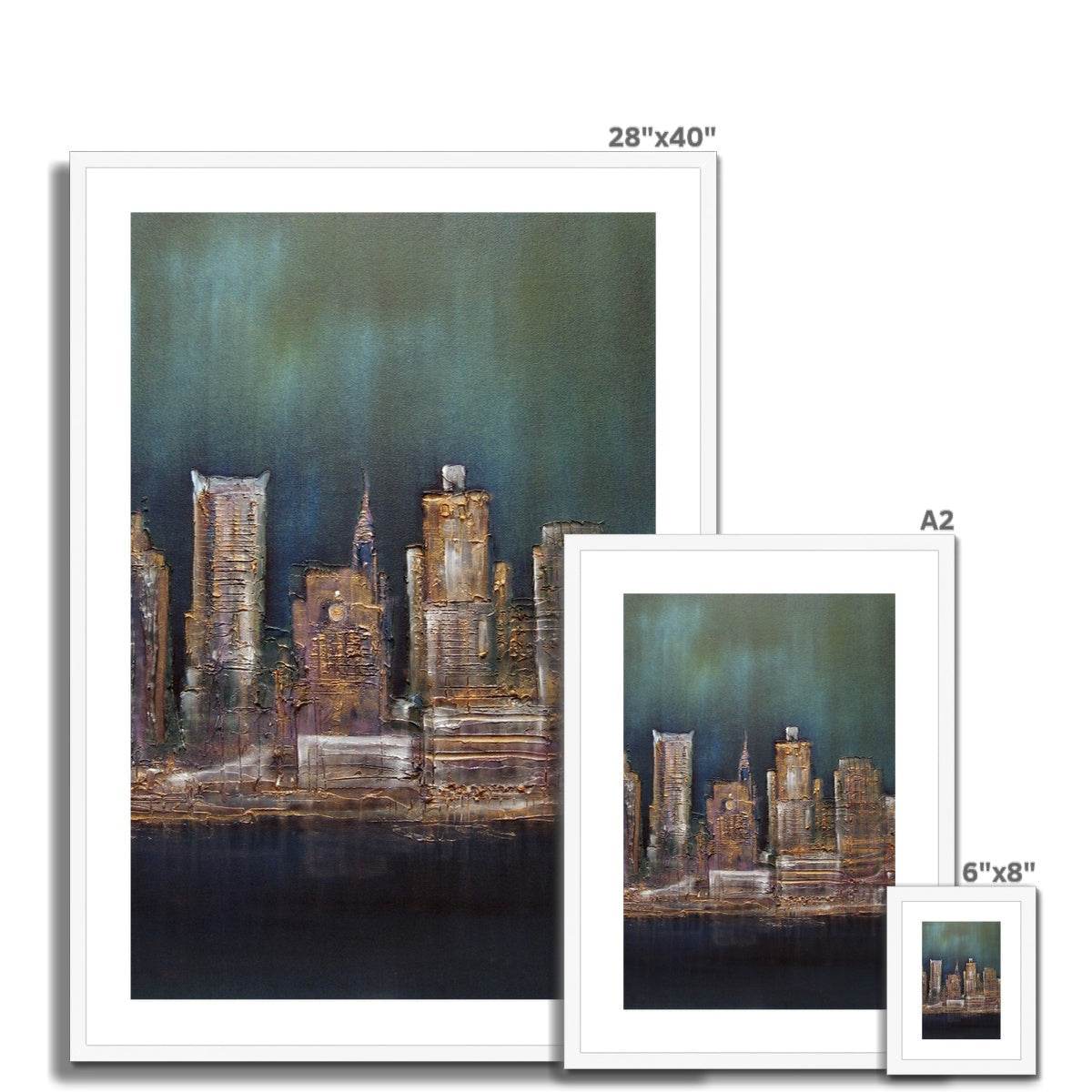 28x40 Framed New York West Side Cityscape Painting
