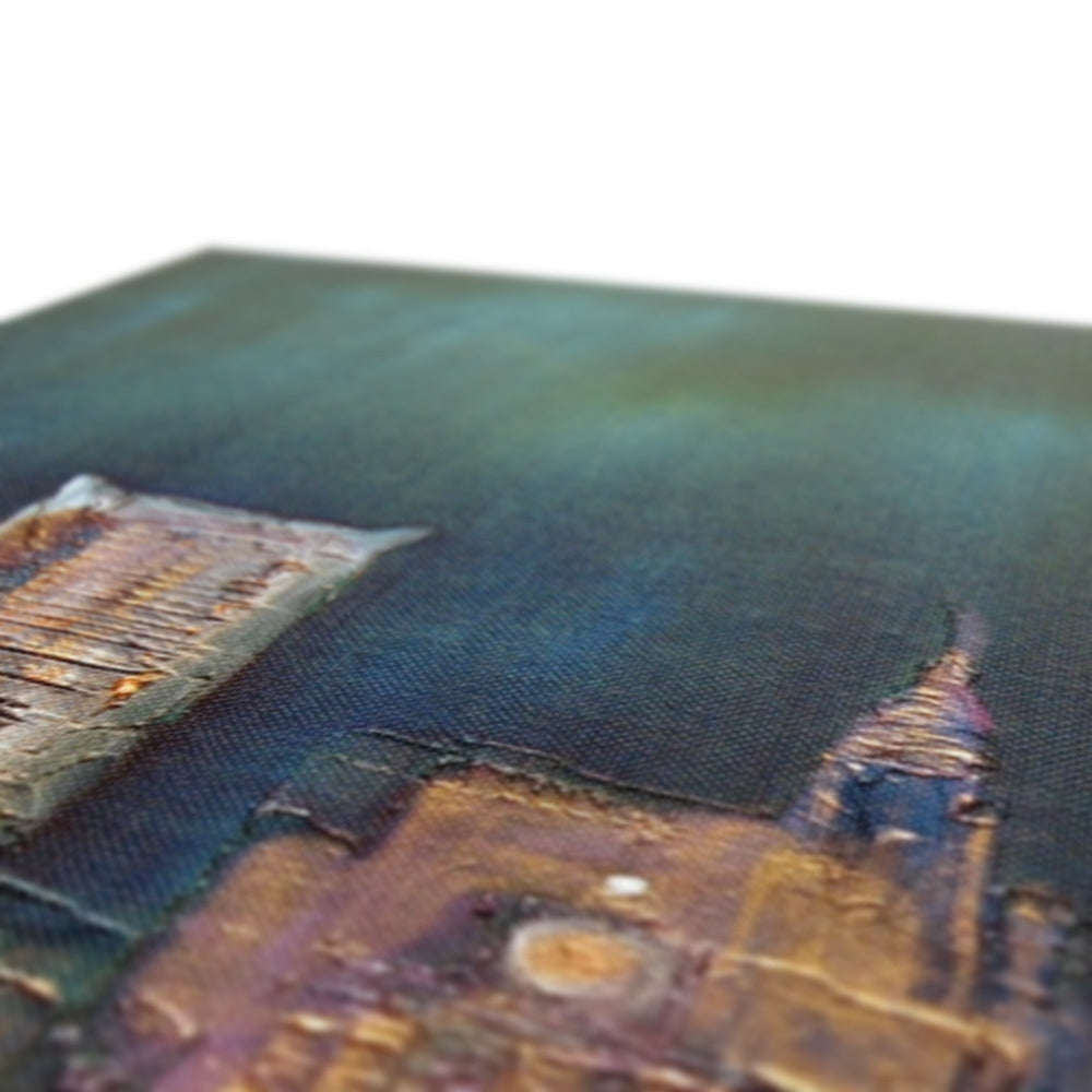 Blue and gold watercolor New York West Side cityscape canvas print