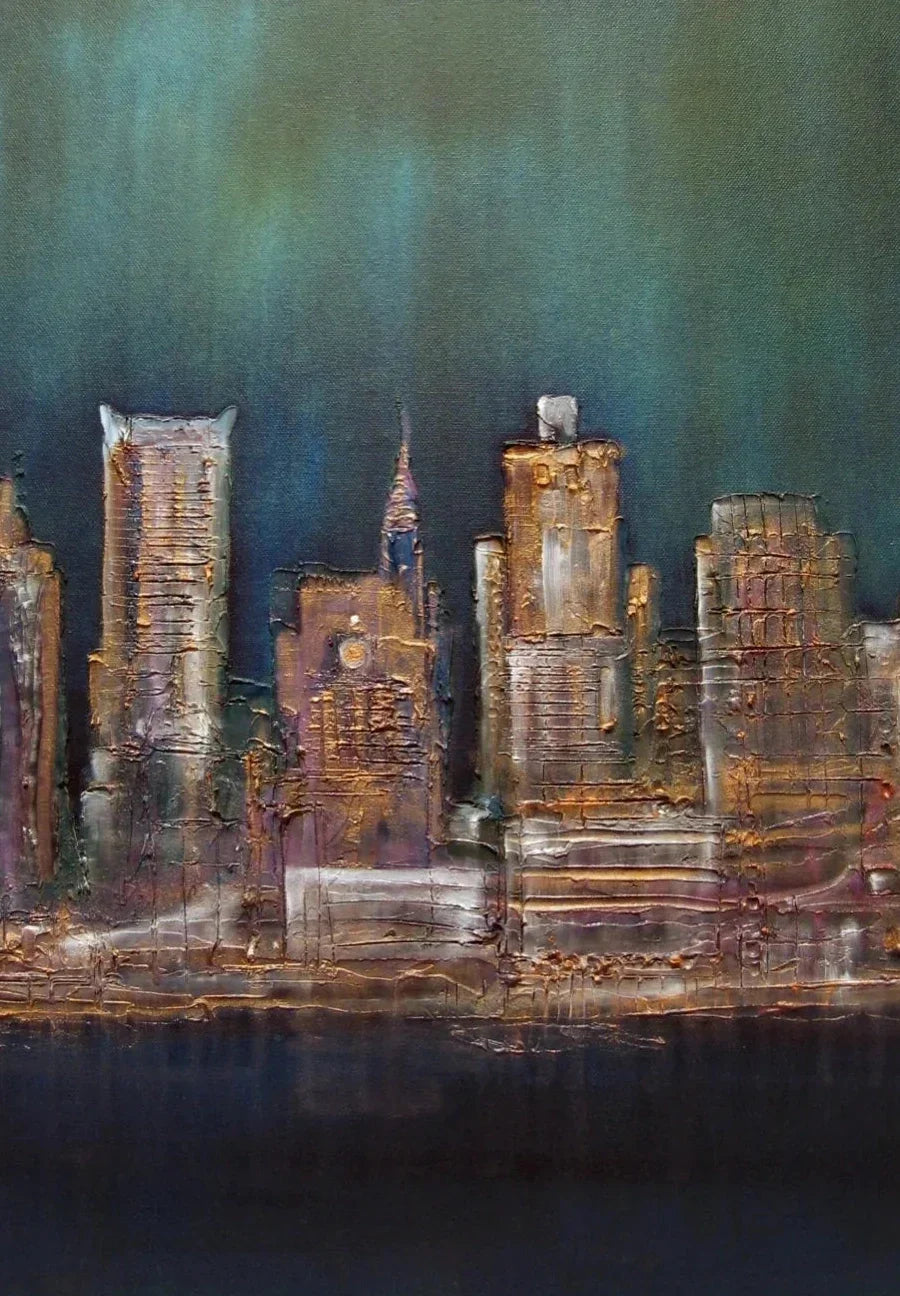 Textured cityscape painting of New York West Side for New York West Side Original Painting