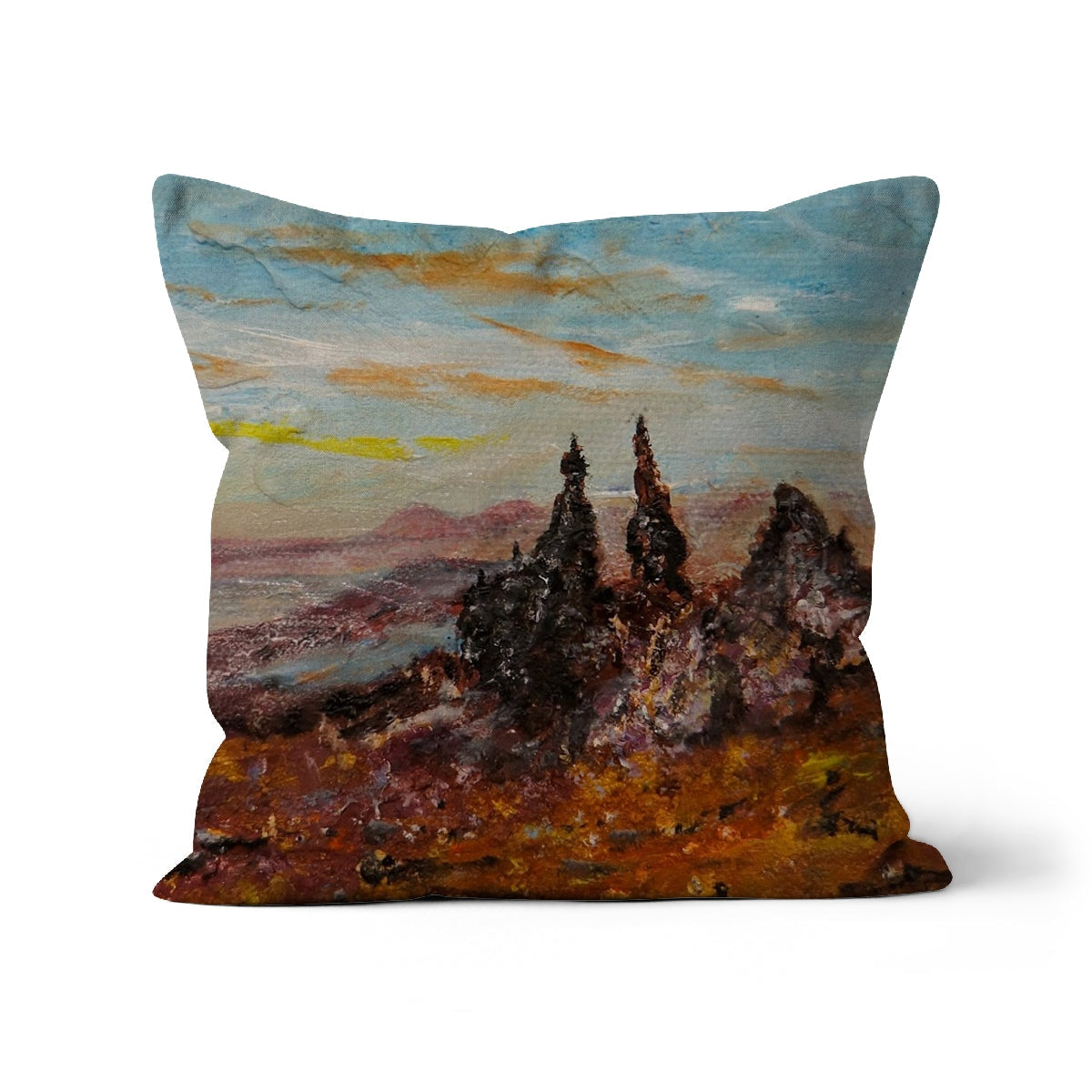 The Old Man of Storr cushion with church spires landscape