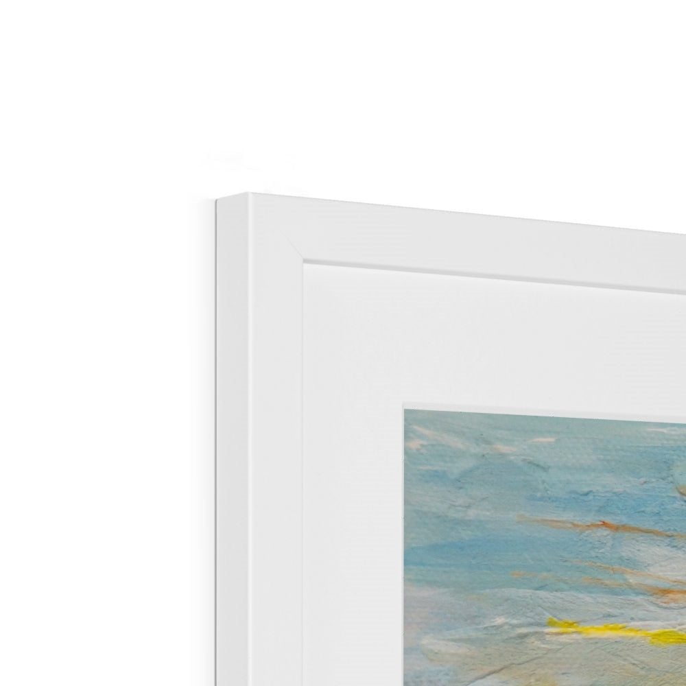 White frame with abstract Old Man of Storr painting art print